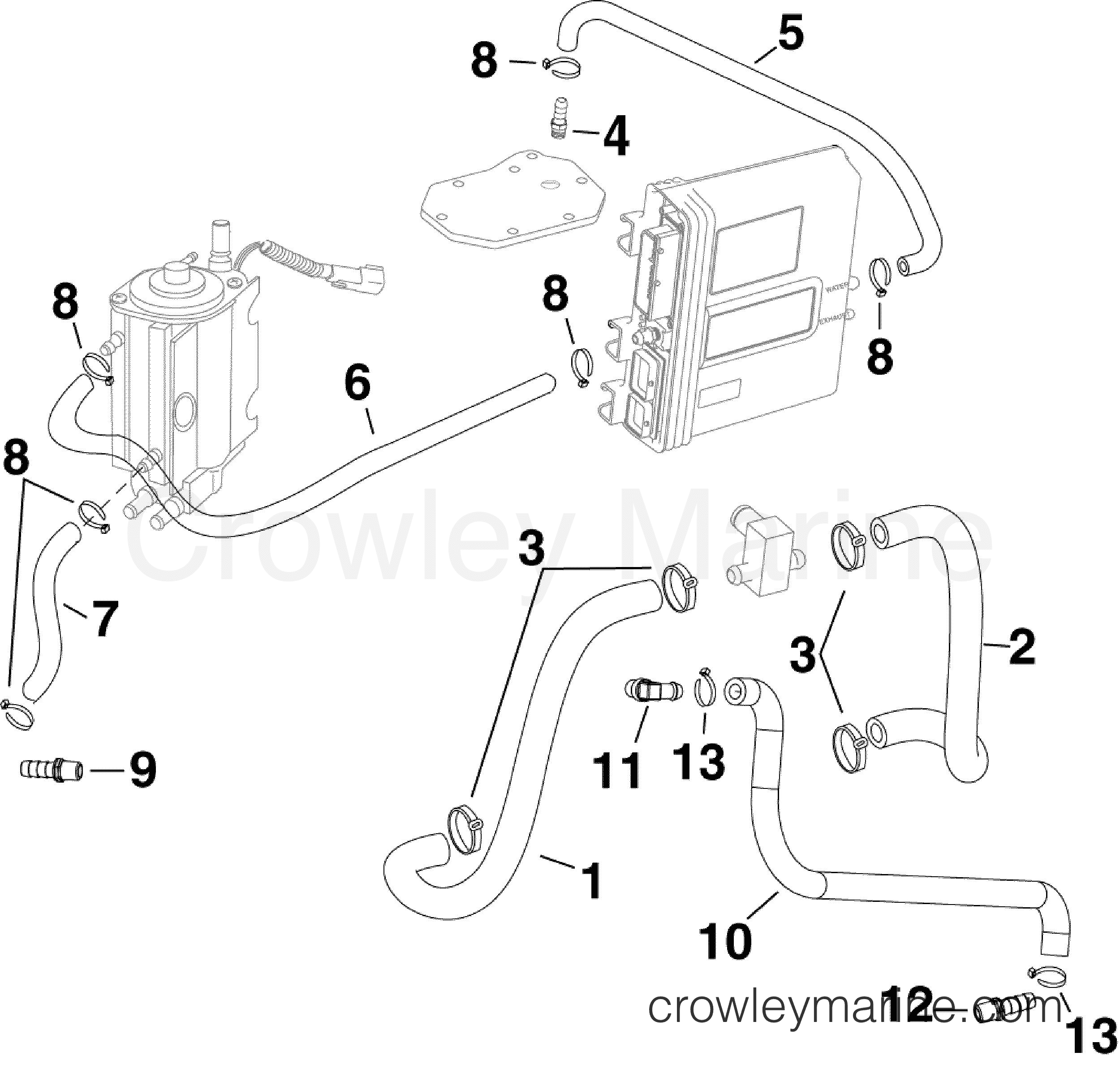 2011 Outboard 200 - 3.3L - E200HSLIIB - COOLING HOSES