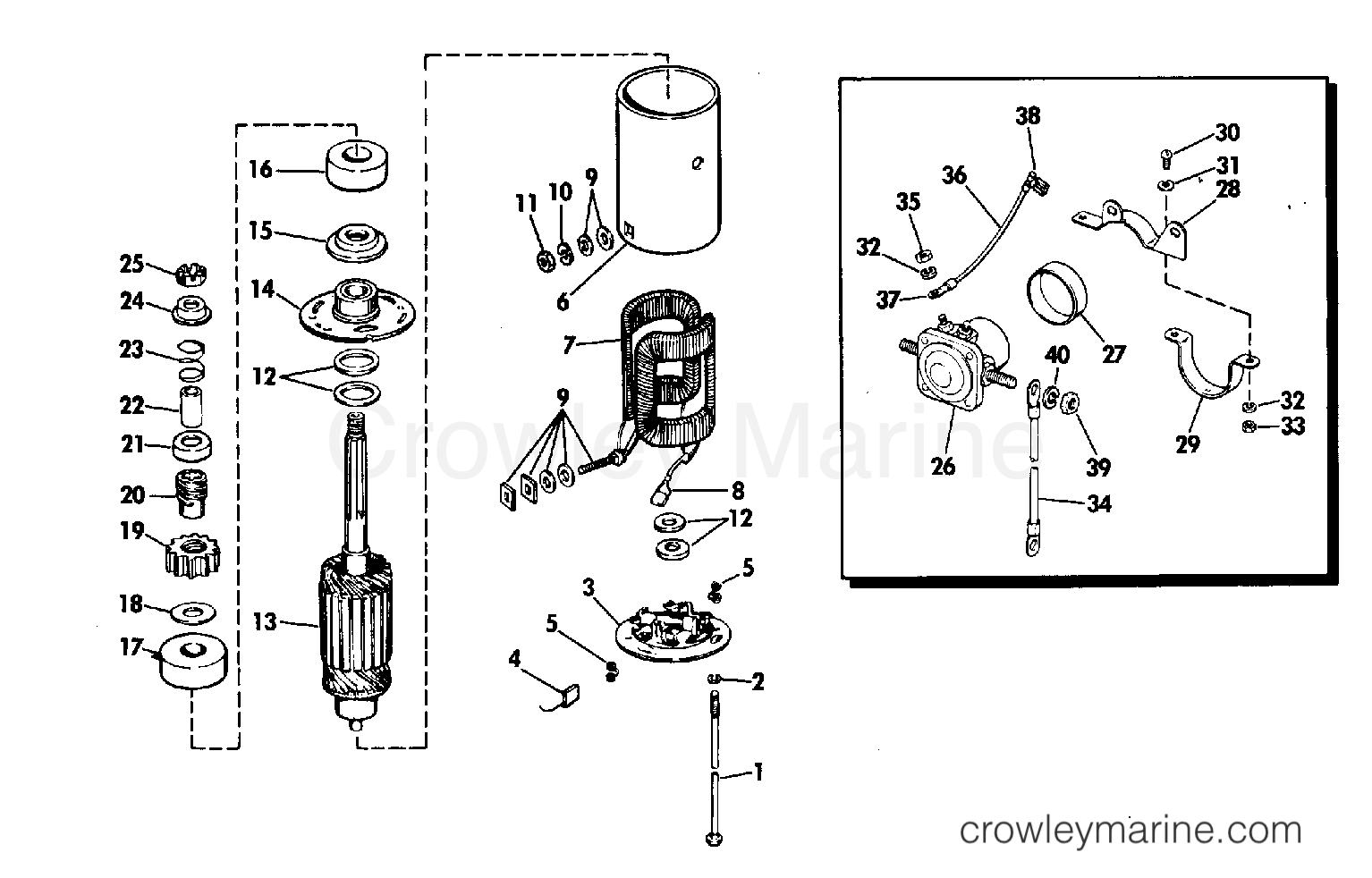 1973 Evinrude Outboards 25 - 25352A - ELECTRIC STARTER & SOLENOID