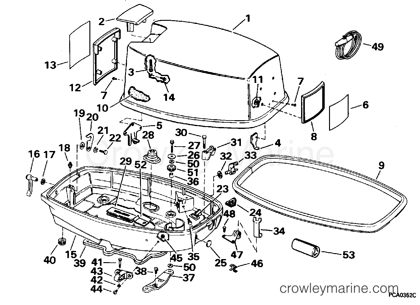 1995 Outboard 28 - J28ESLEOC - ENGINE COVER - JOHNSON