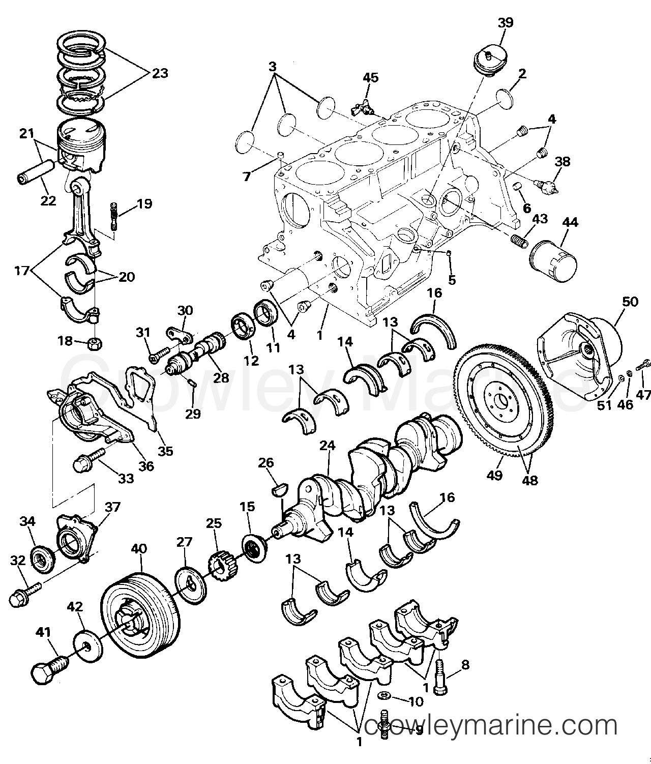 1987 Stern Drive 2.3 - 232APSRC - CRANKCASE ASSEMBLY