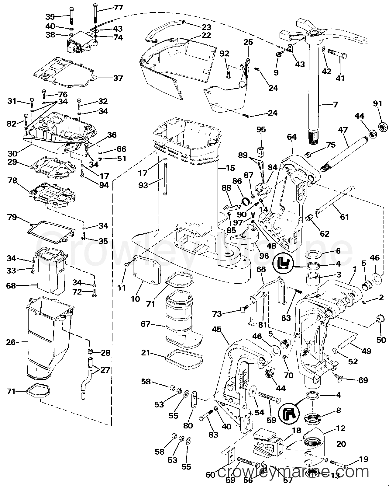 1984 Outboard 155 - J155WTXCRS - MIDSECTION