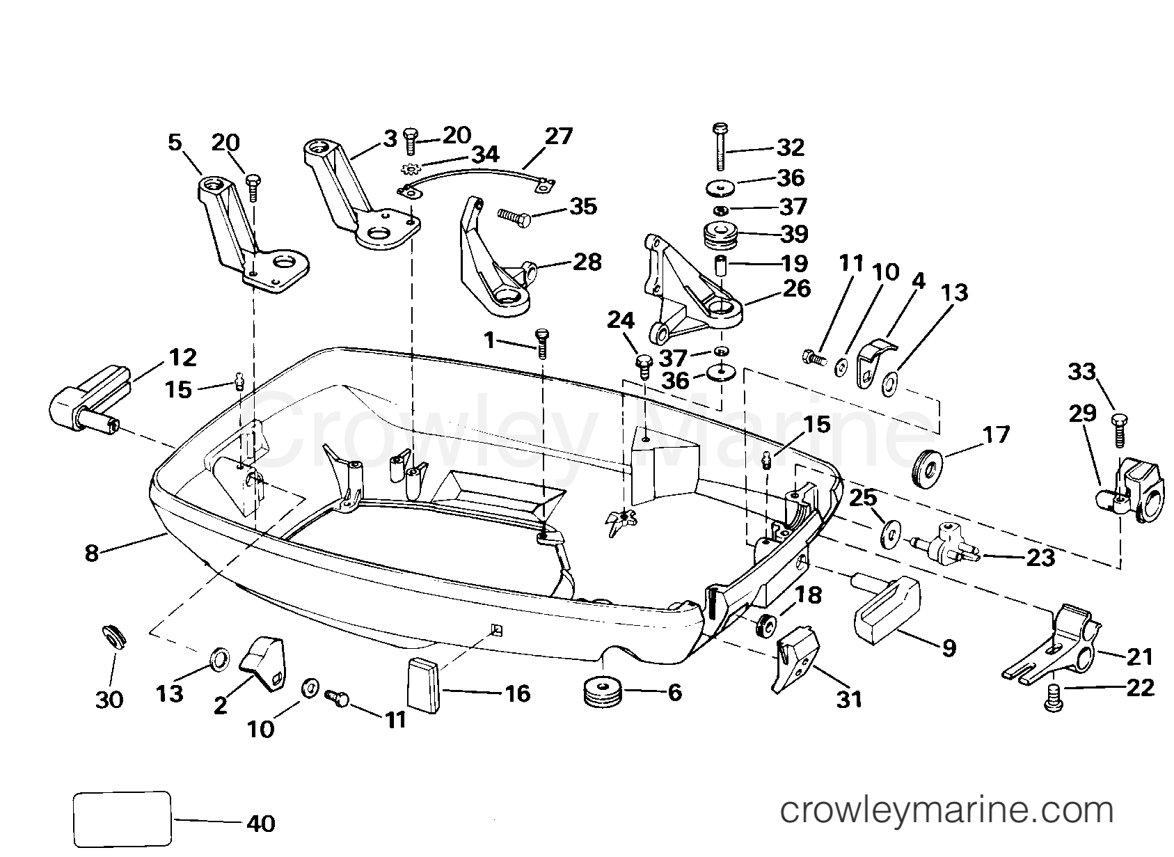 2000 Outboard 65 - J65WRYSSC - LOWER ENGINE COVER