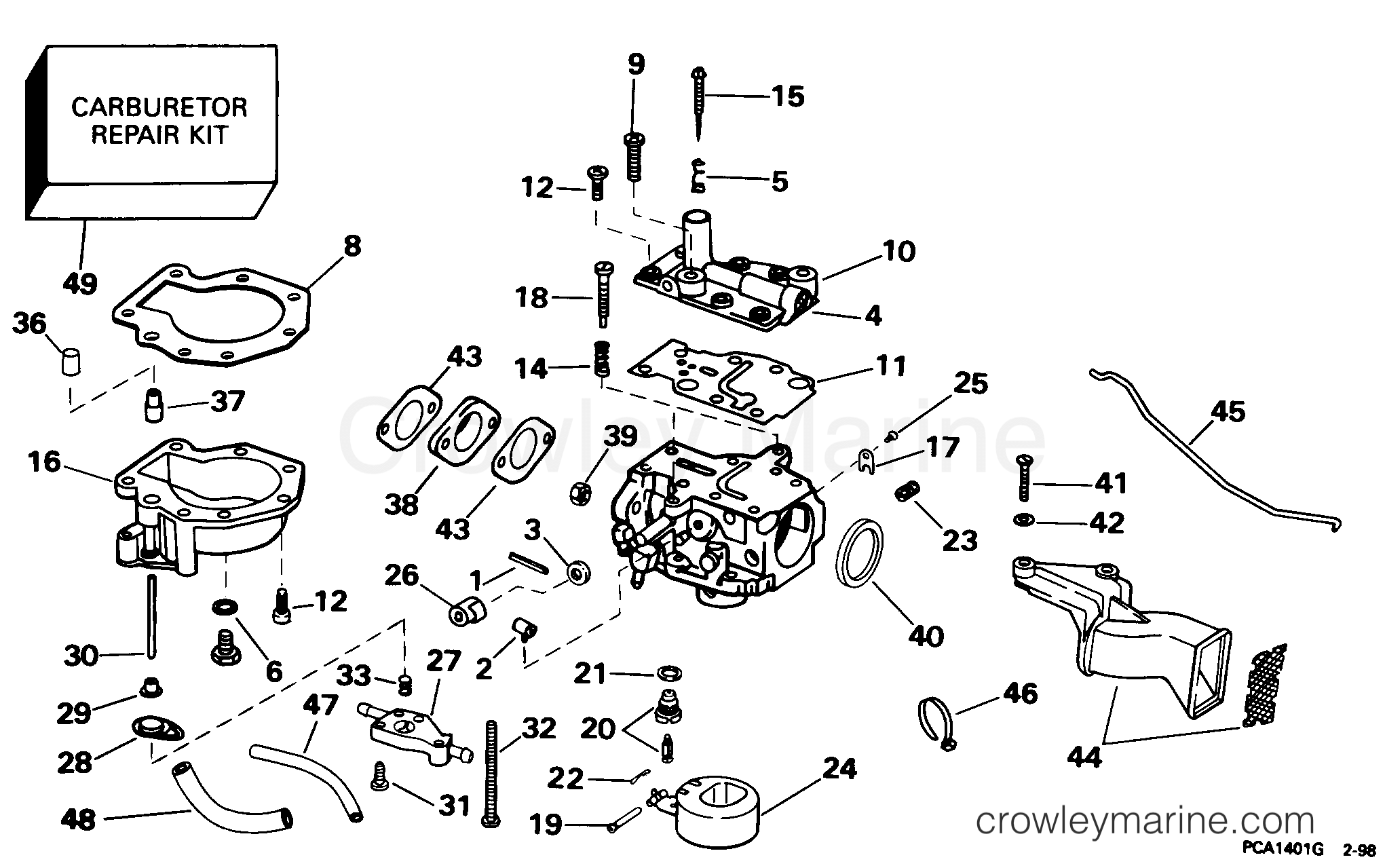 1998 Evinrude Outboards 5 - BE5FRBECC CARBURETOR section