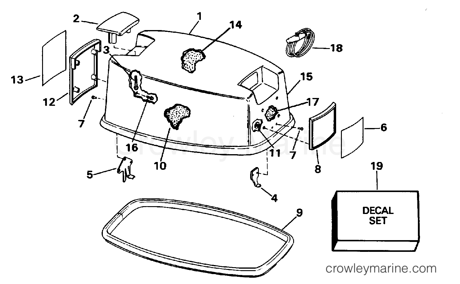 1996 Outboard 30 - J30EEDE - ENGINE COVER - JOHNSON