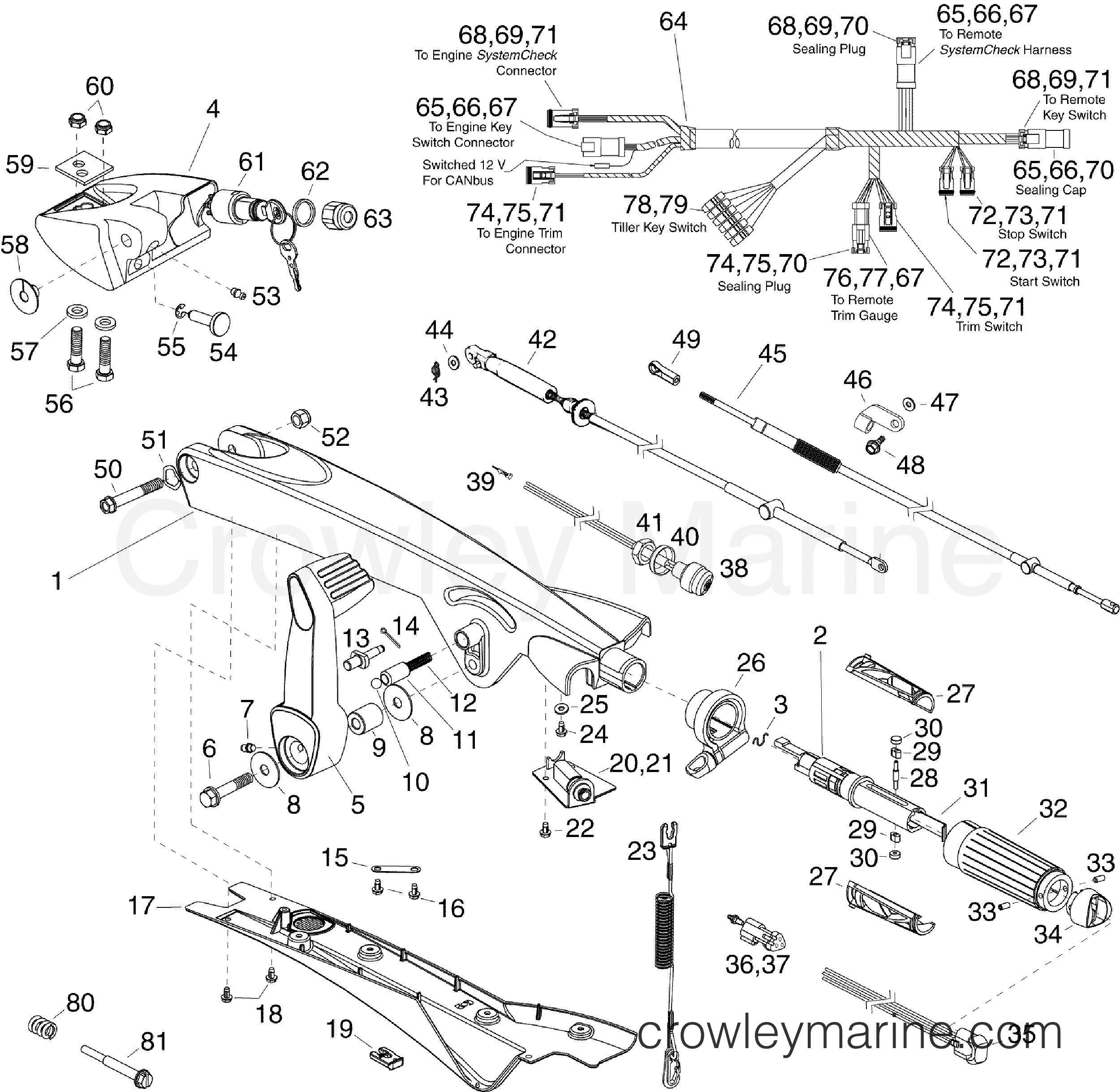 2012 Rigging Accessories - STEERING - TILLER KIT - 40 THRU 60 HP (E-TEC)