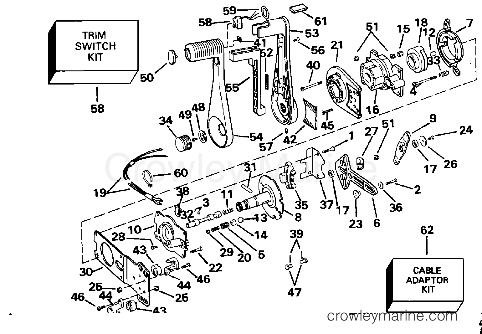 1994 Rigging Accessories - Remote Controls - REMOTE CONTROL ASSEMBLY - CONCEALED SIDE MOUNT