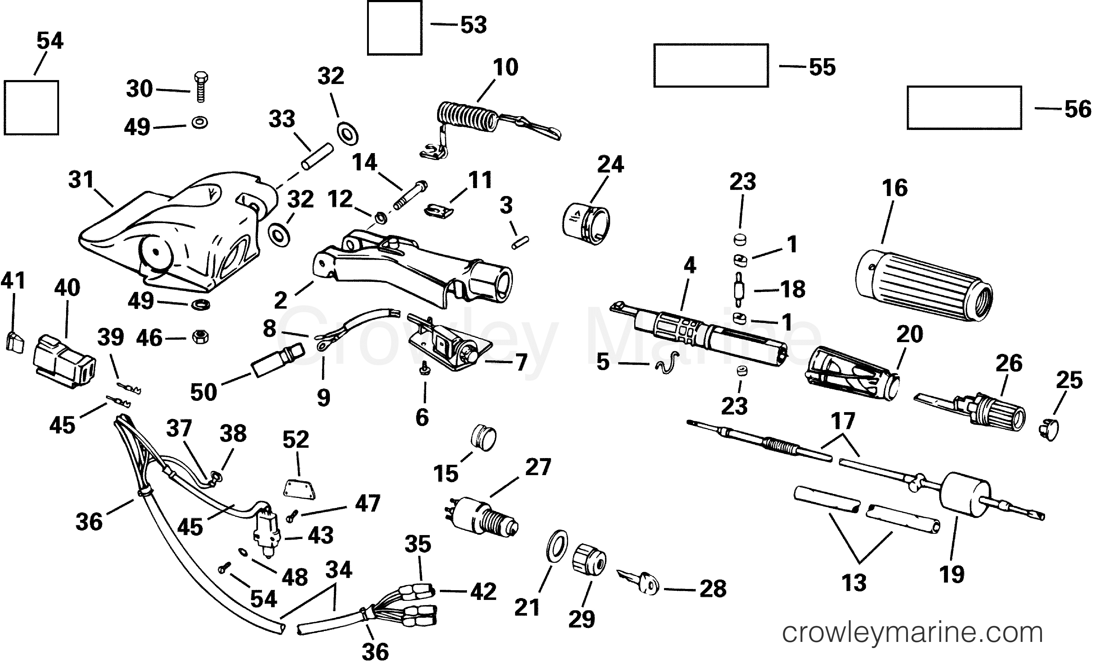2001 Outboard 35 - J35RL3SIE - STEERING & SHIFT HANDLE