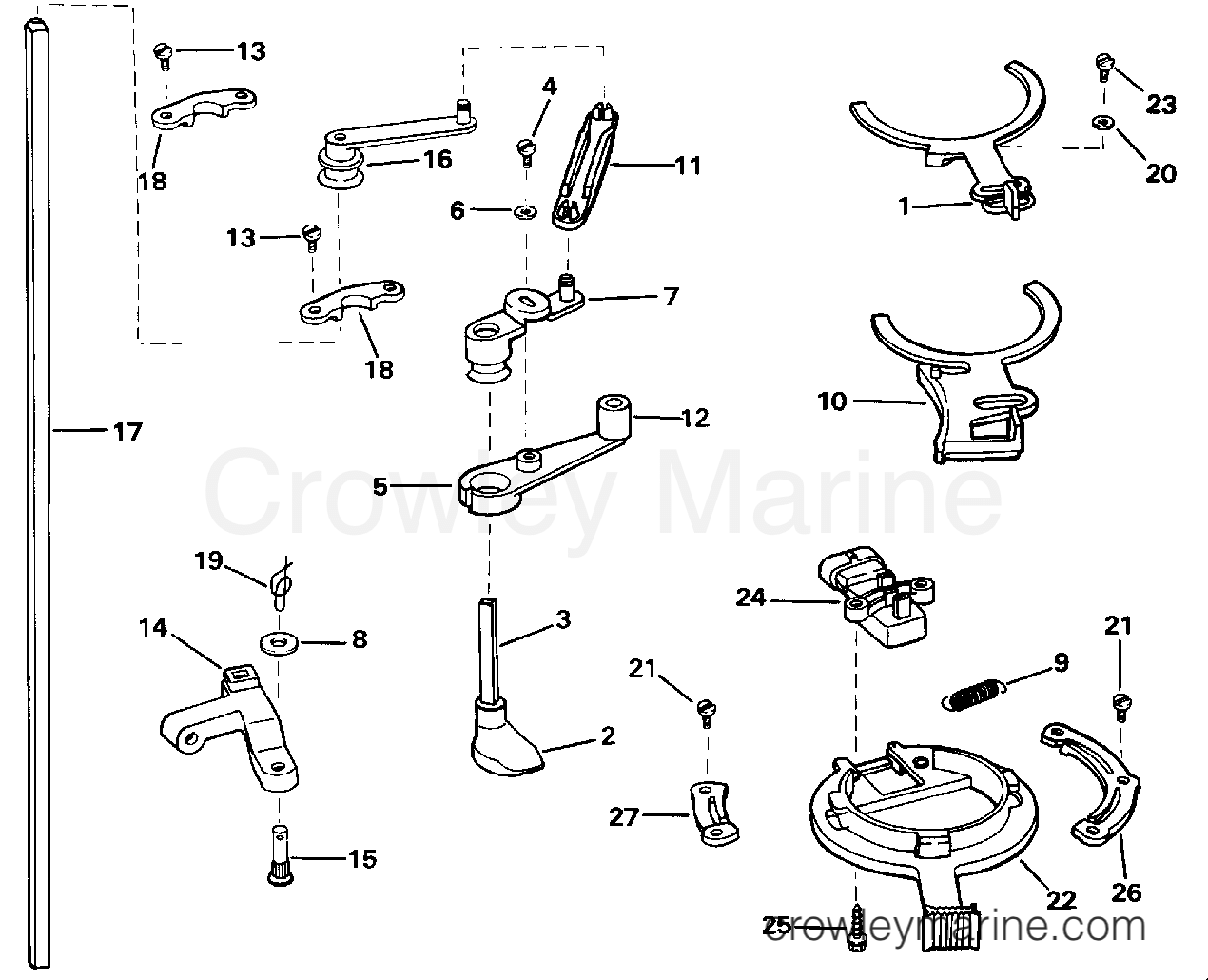 THROTTLE LINKAGE 1992 Outboard 150 TJ150GLENC Crowley Marine