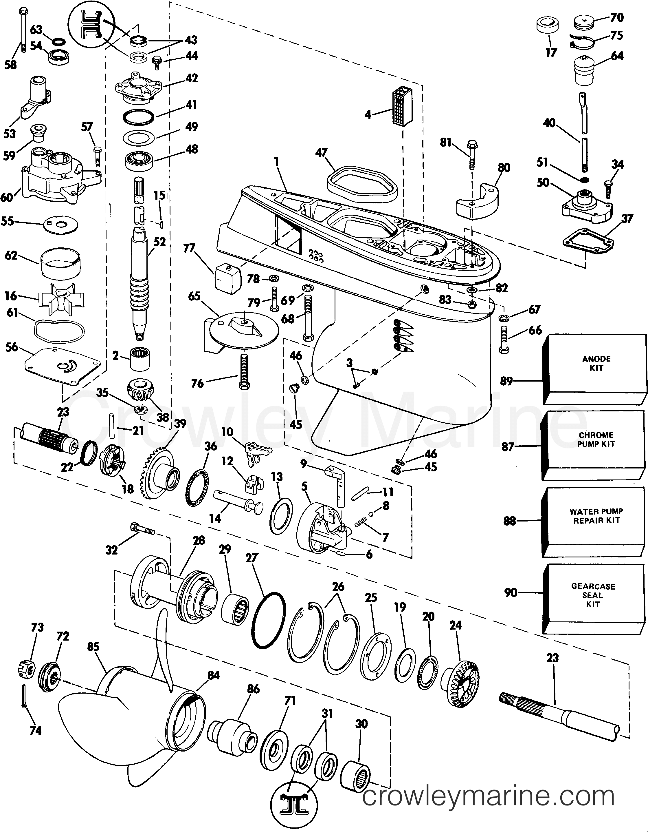 1985 Outboard 40 - J40TECOB - GEARCASE