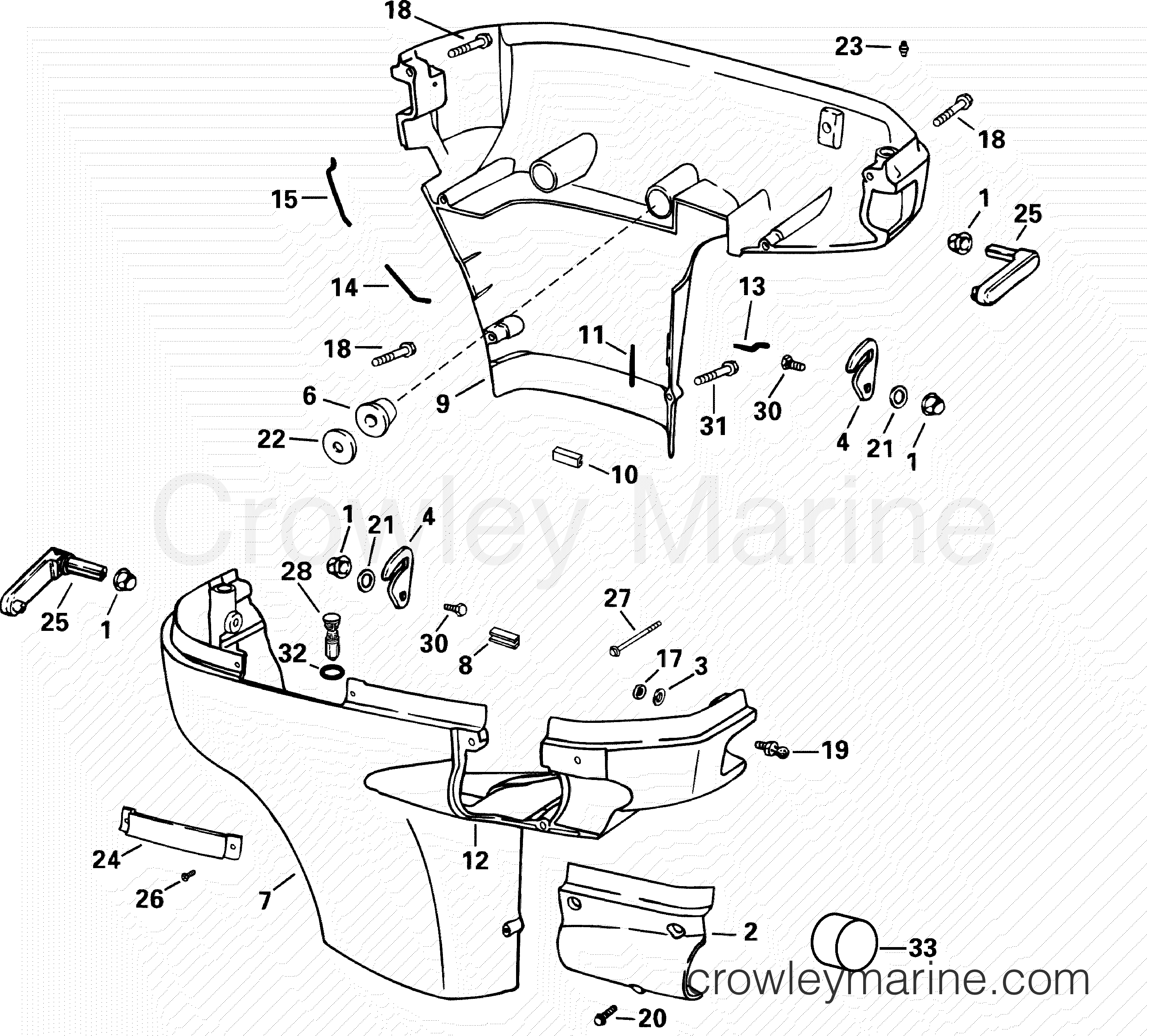 2001 Outboard 90 - J90PLSID - LOWER ENGINE COVER