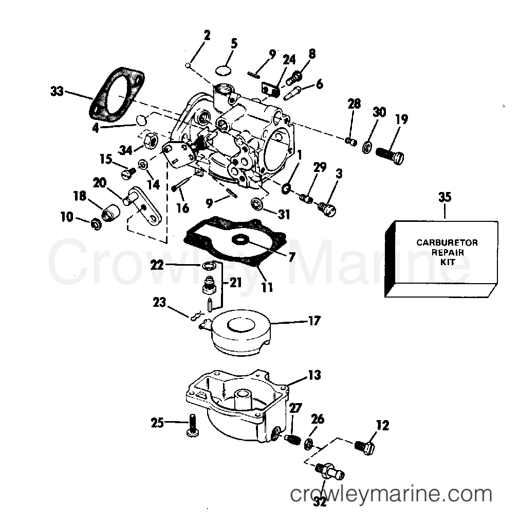 1983 Evinrude Outboards 55 - E55RSLN - CARBURETOR section