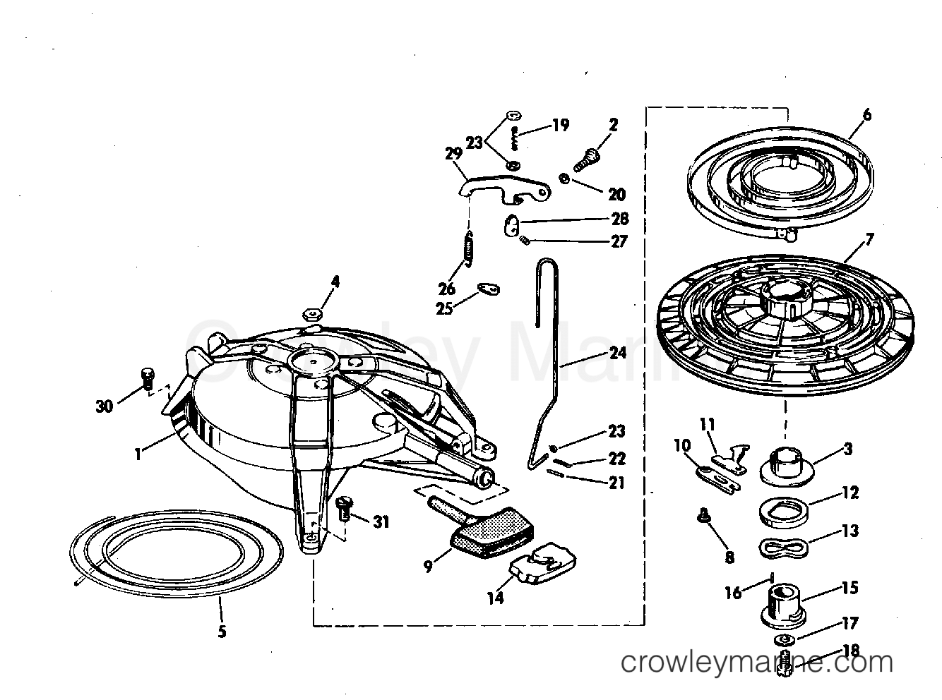 1971 Outboard 40 - 40E71B - REWIND STARTER