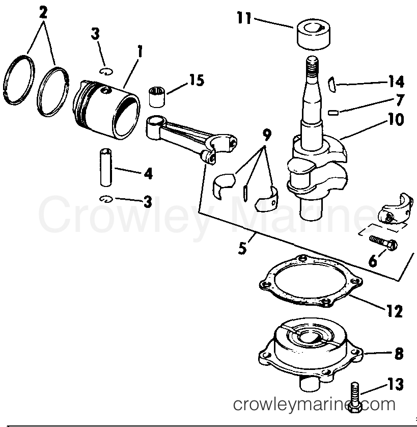1985 Outboard 2 - J2RCOC - CRANKSHAFT & PISTON
