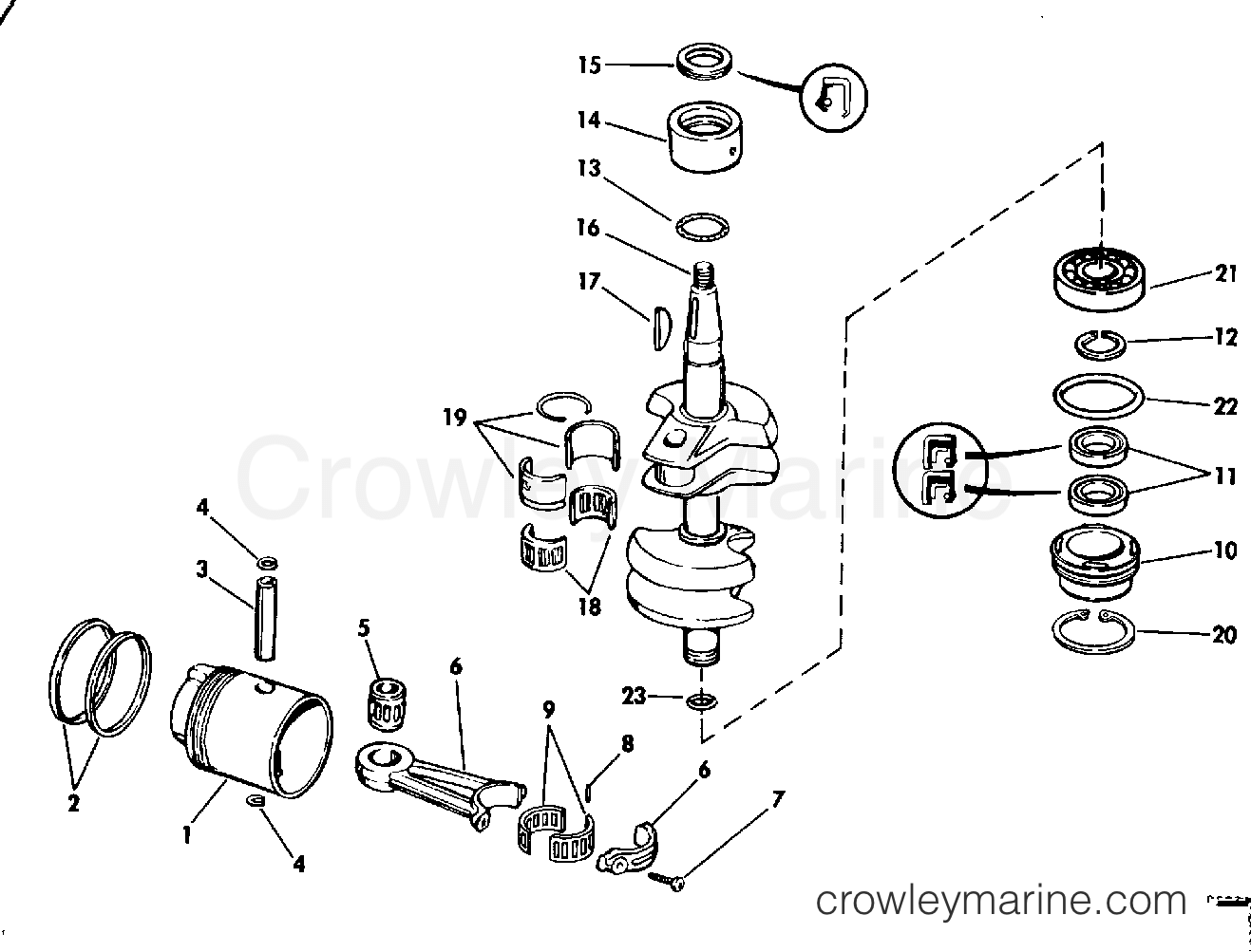 1983 Outboard 40 - J40RWCTR - CRANKSHAFT & PISTON