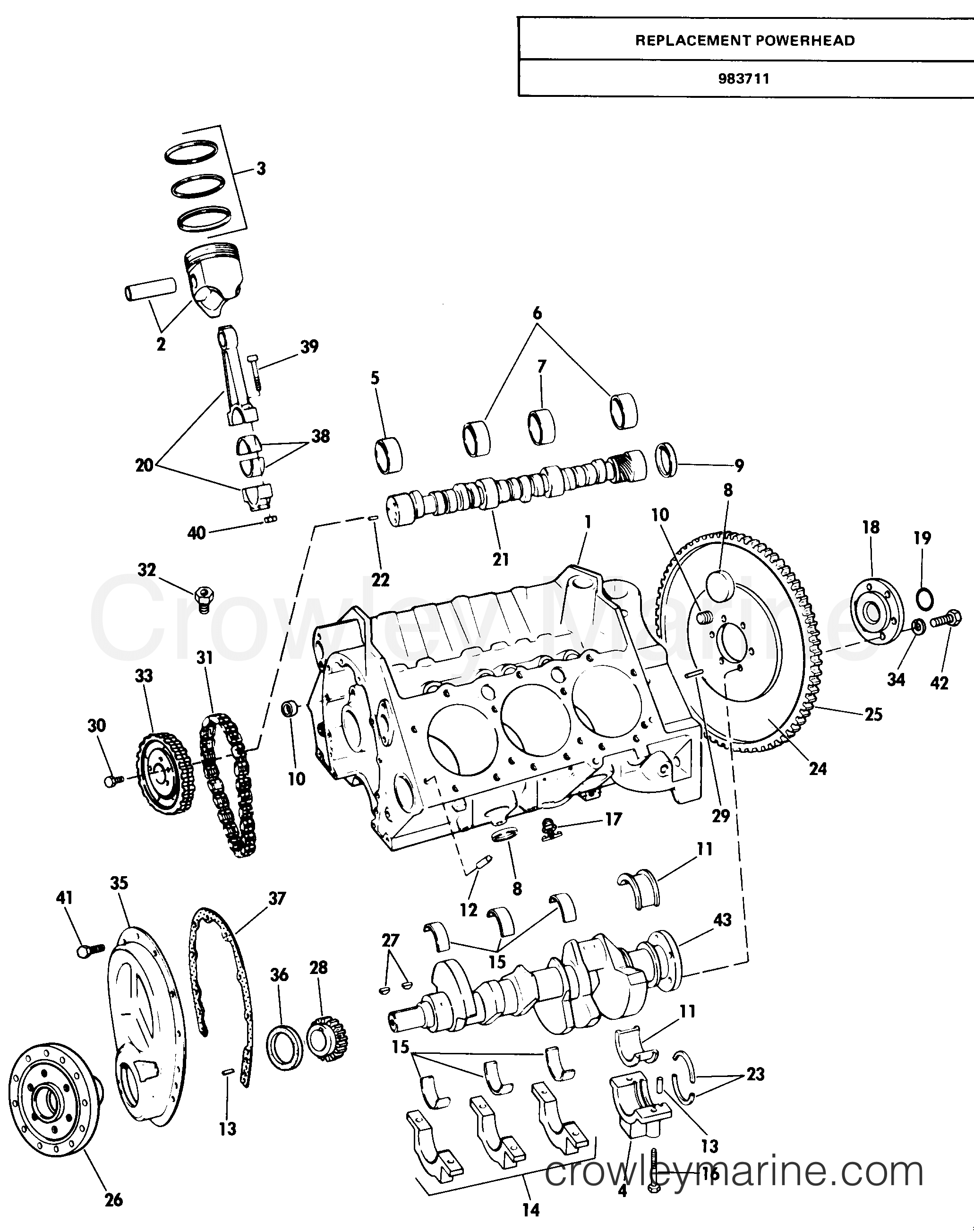 1985 Stern Drive 3.8 - 384FTMRCOM - CRANKCASE GROUP