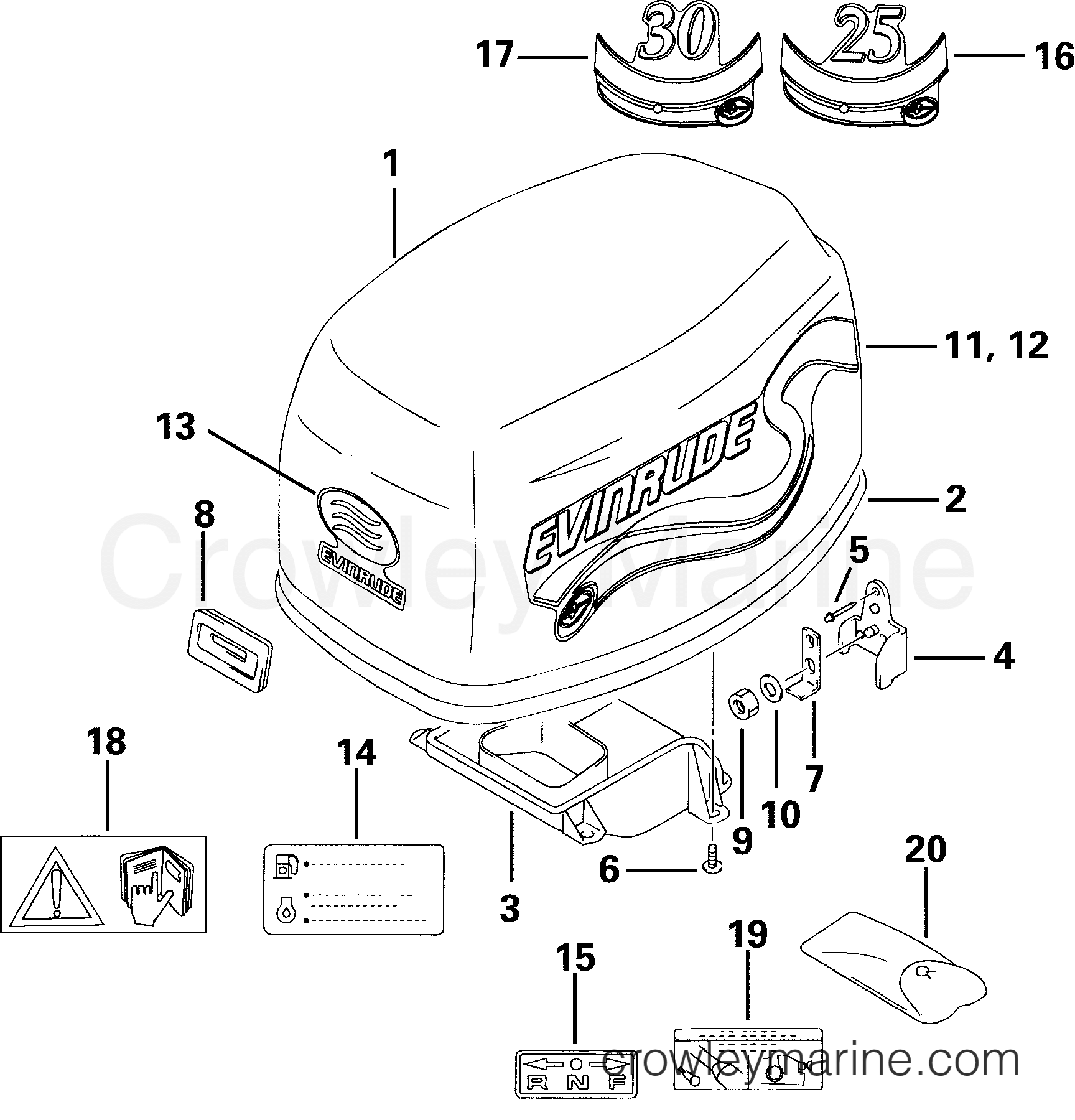 2000 Outboard 30 - E30TE4SSS - ENGINE COVER