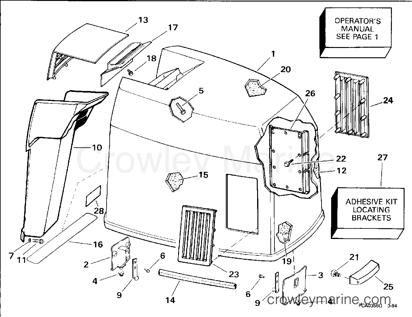 1994 Outboard 250 - J250TXERC - ENGINE COVER - JOHNSON