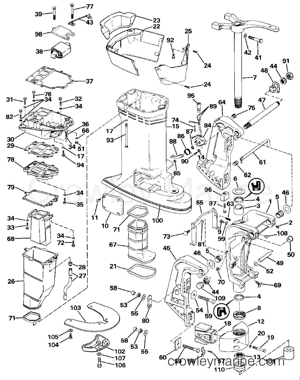 1989 Outboard 155 - J155WTXZ - MIDSECTION