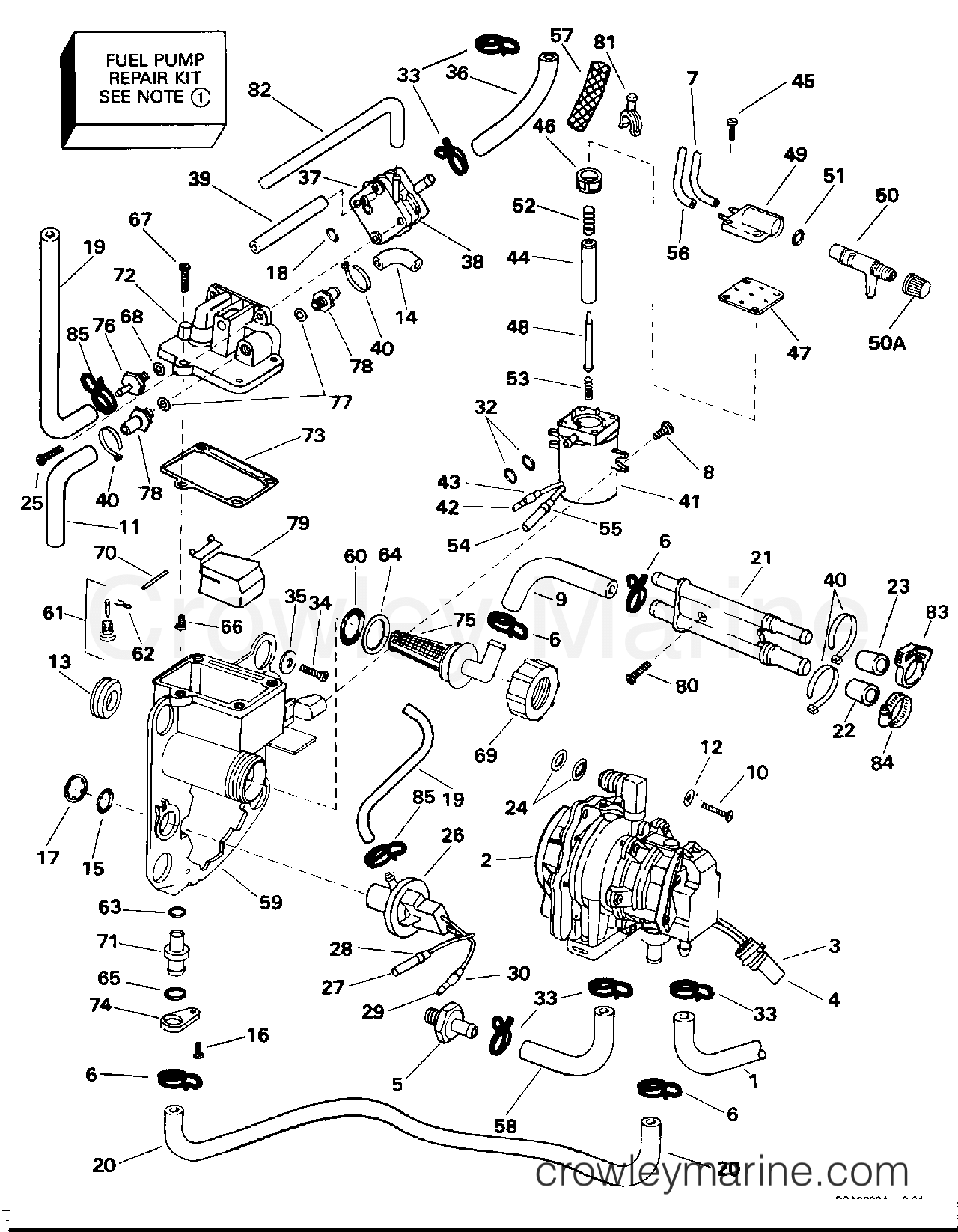 1994 OMC Quiet Rider 150 - 150SHLERC FUEL BRACKET & COMPONENTS section