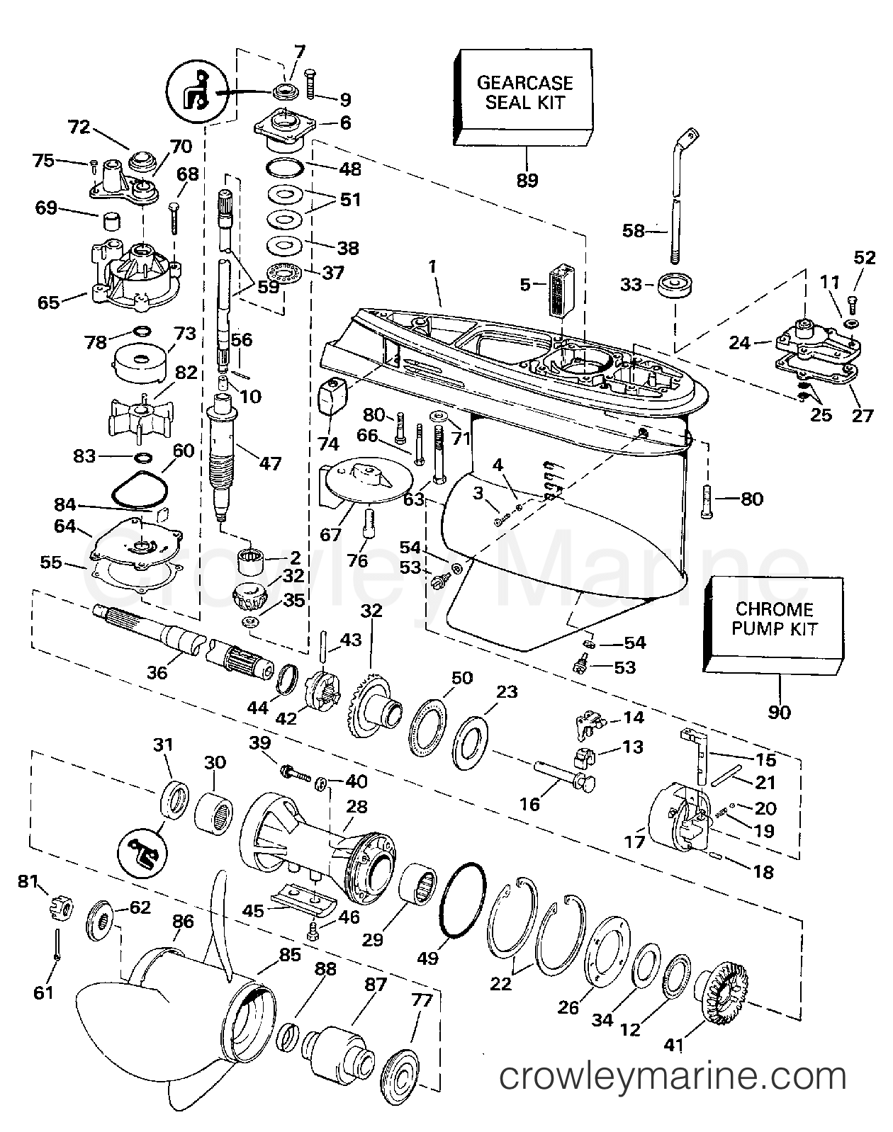 1997 Outboard 100 - SJ100WTPLZ - GEARCASE