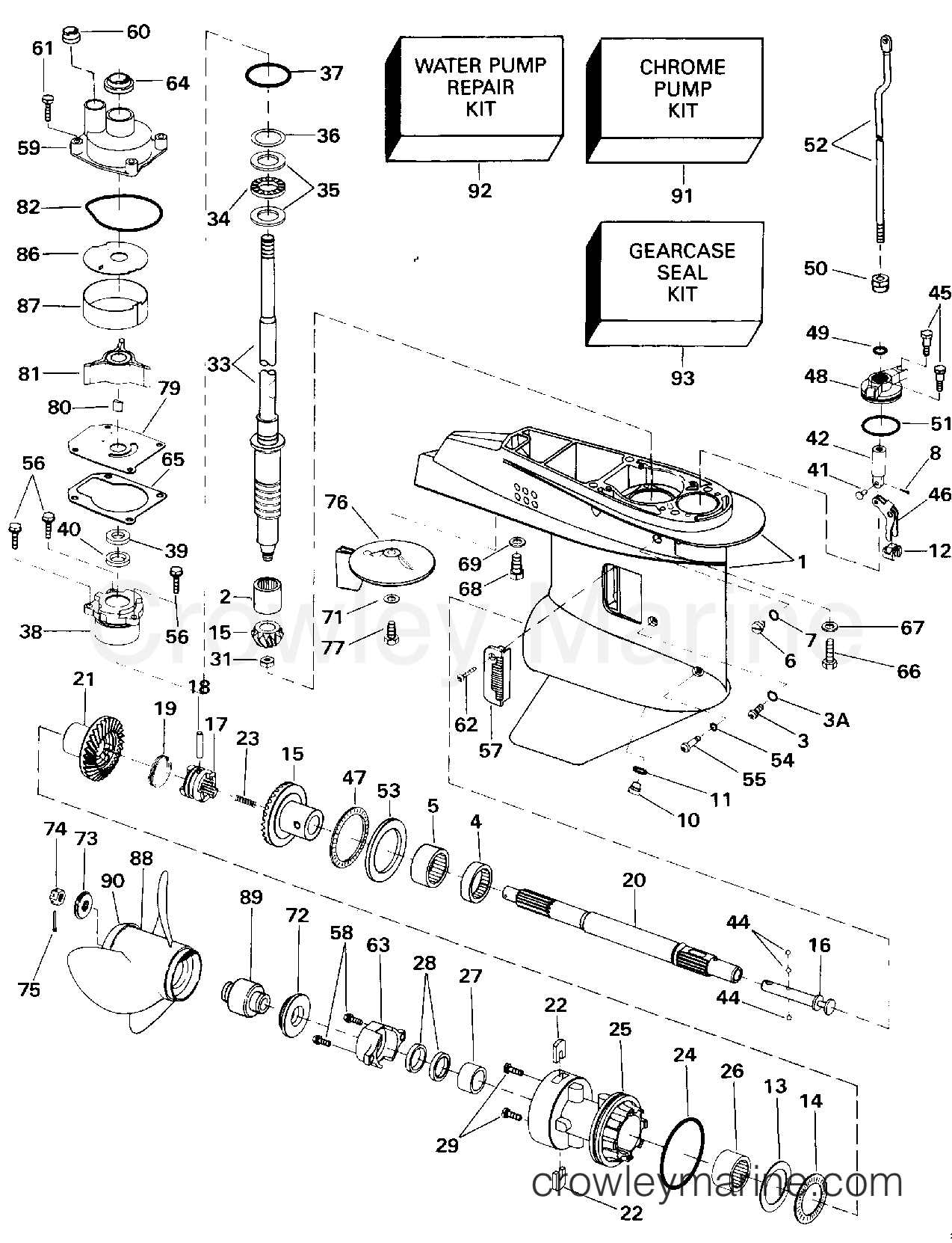 1994 Outboard 50 - J50TLERE - GEARCASE