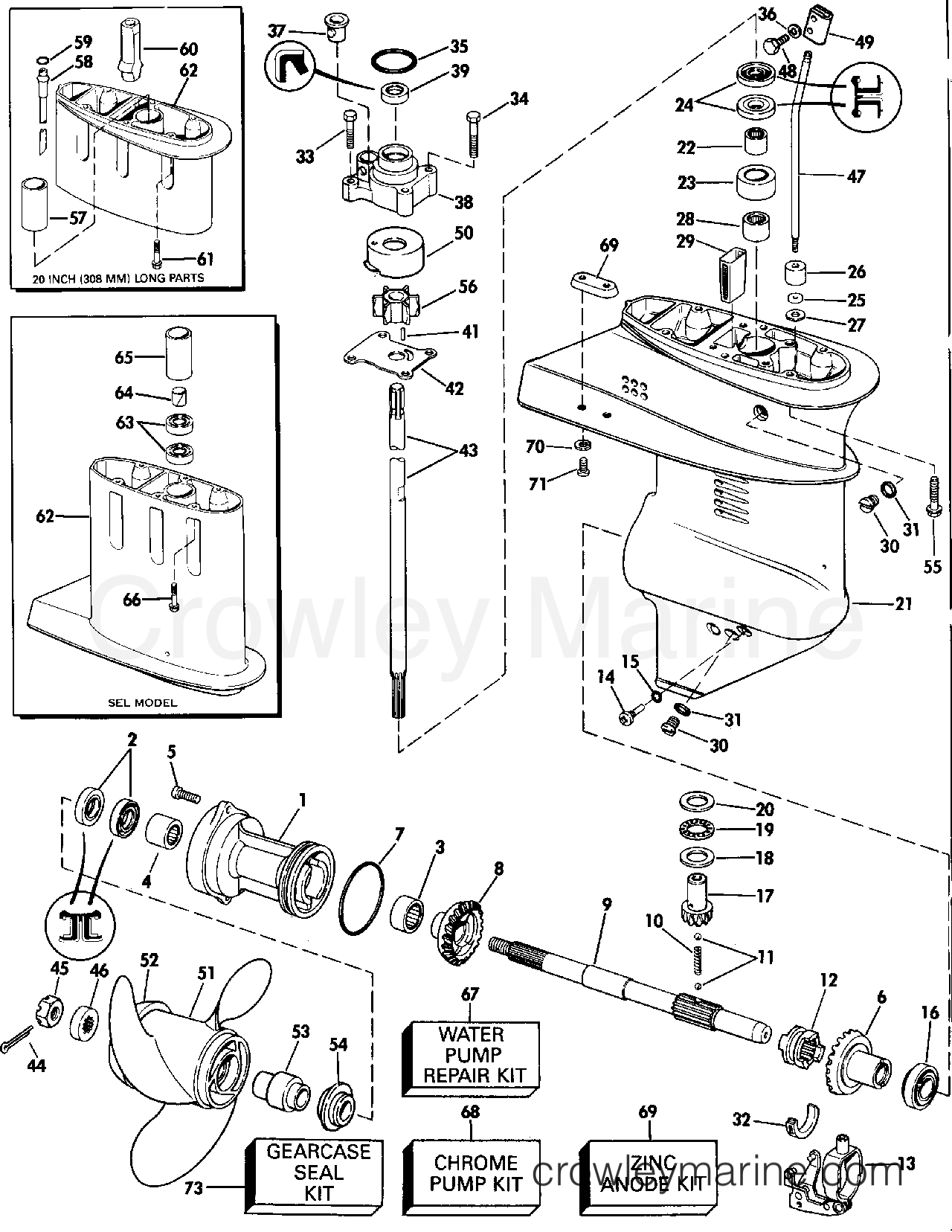 1991 Outboard 9.9 - J10EEIR - GEARCASE