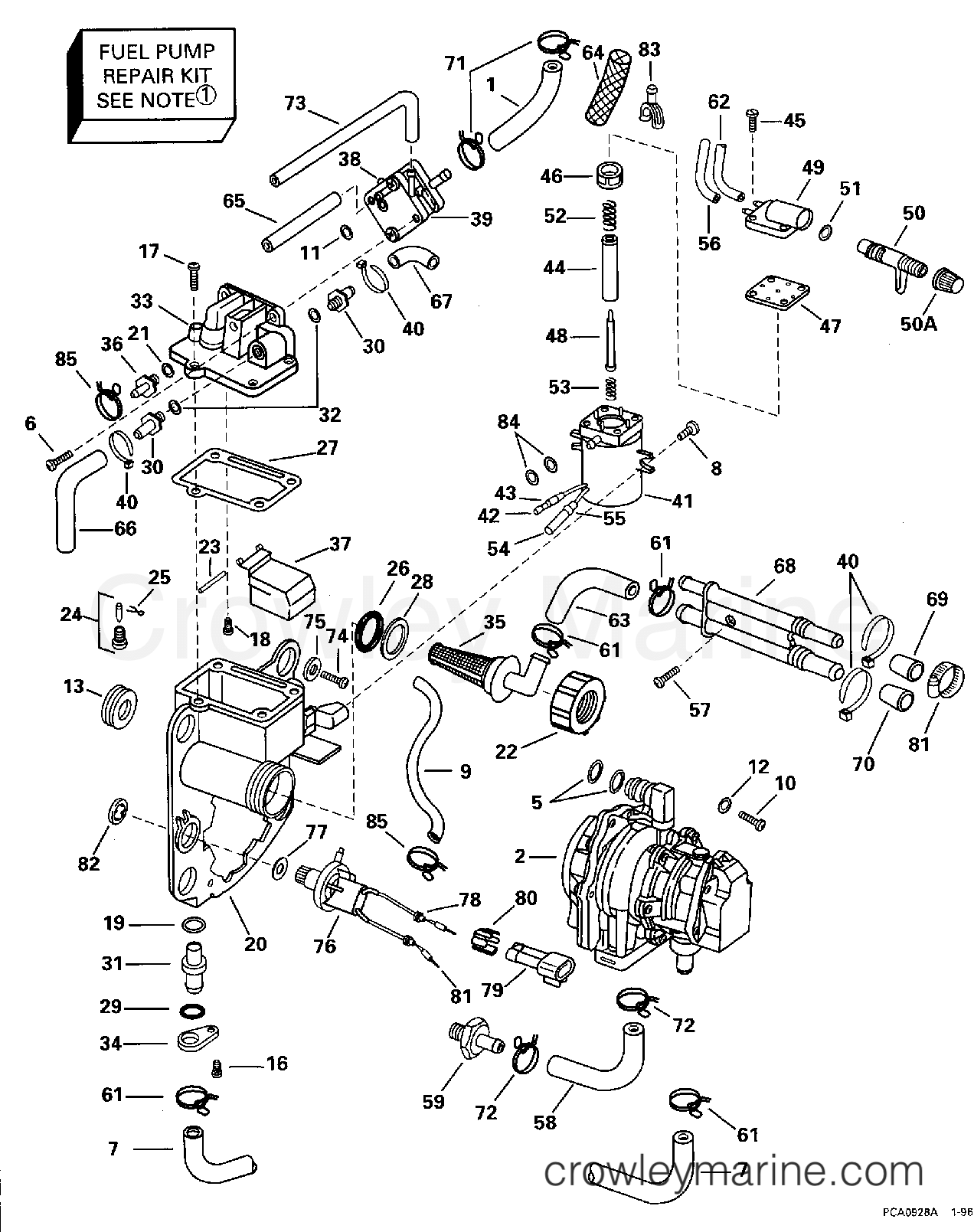 1996 Outboard 150 - SJ150WTPXB - FUEL BRACKET & COMPONENTS