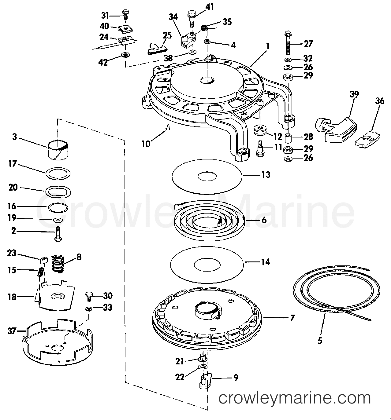 1986 Outboard 55 - J55RWLCDC - REWIND STARTER