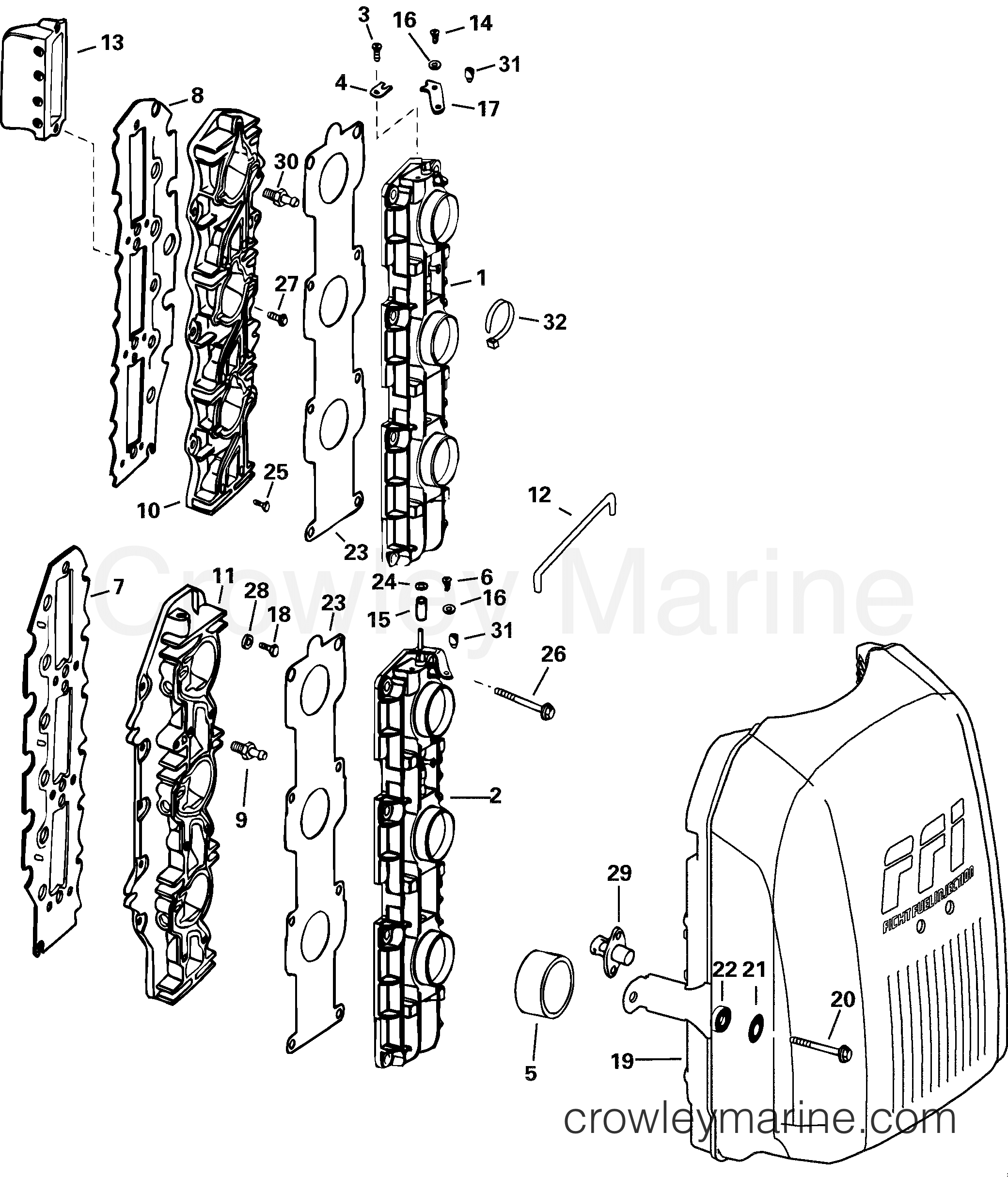 2002 Outboard 175 - E175FPLSNF - INTAKE MANIFOLD