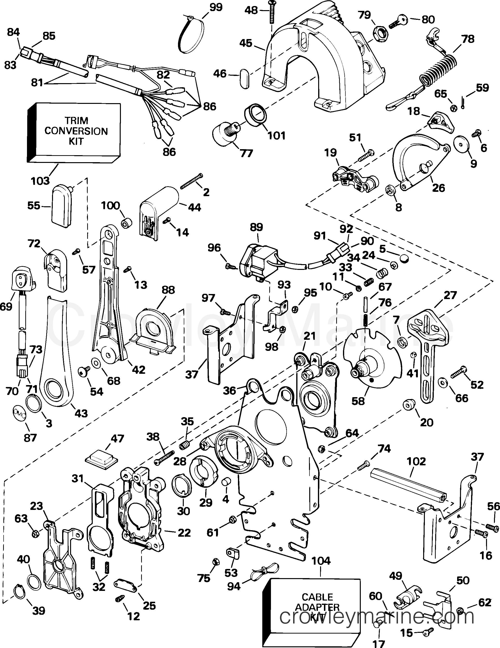 2001-2004 Rigging Accessories - Remote Controls - REMOTE CONTROL - BINNACLE - SINGLE LEVEL - KEY SWITCH