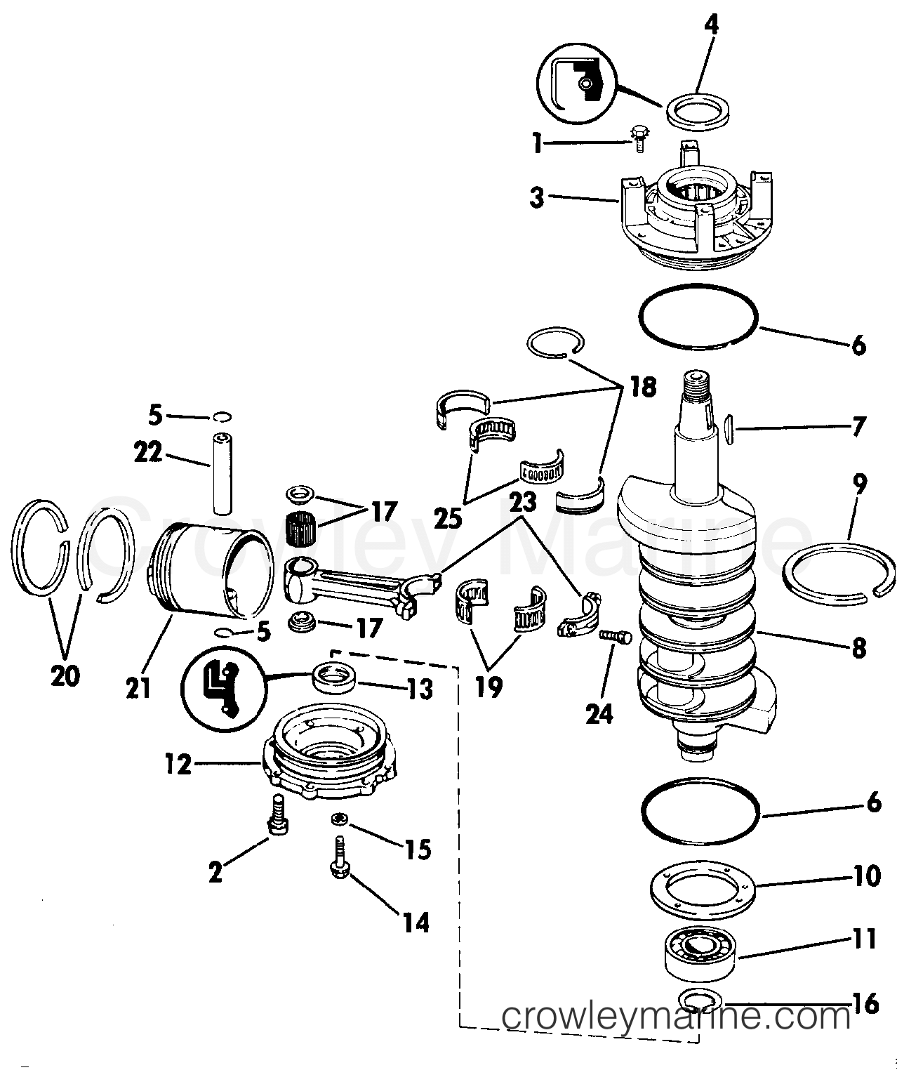 1987 Outboard 88 - E88MSLCUS - CRANKSHAFT & PISTON