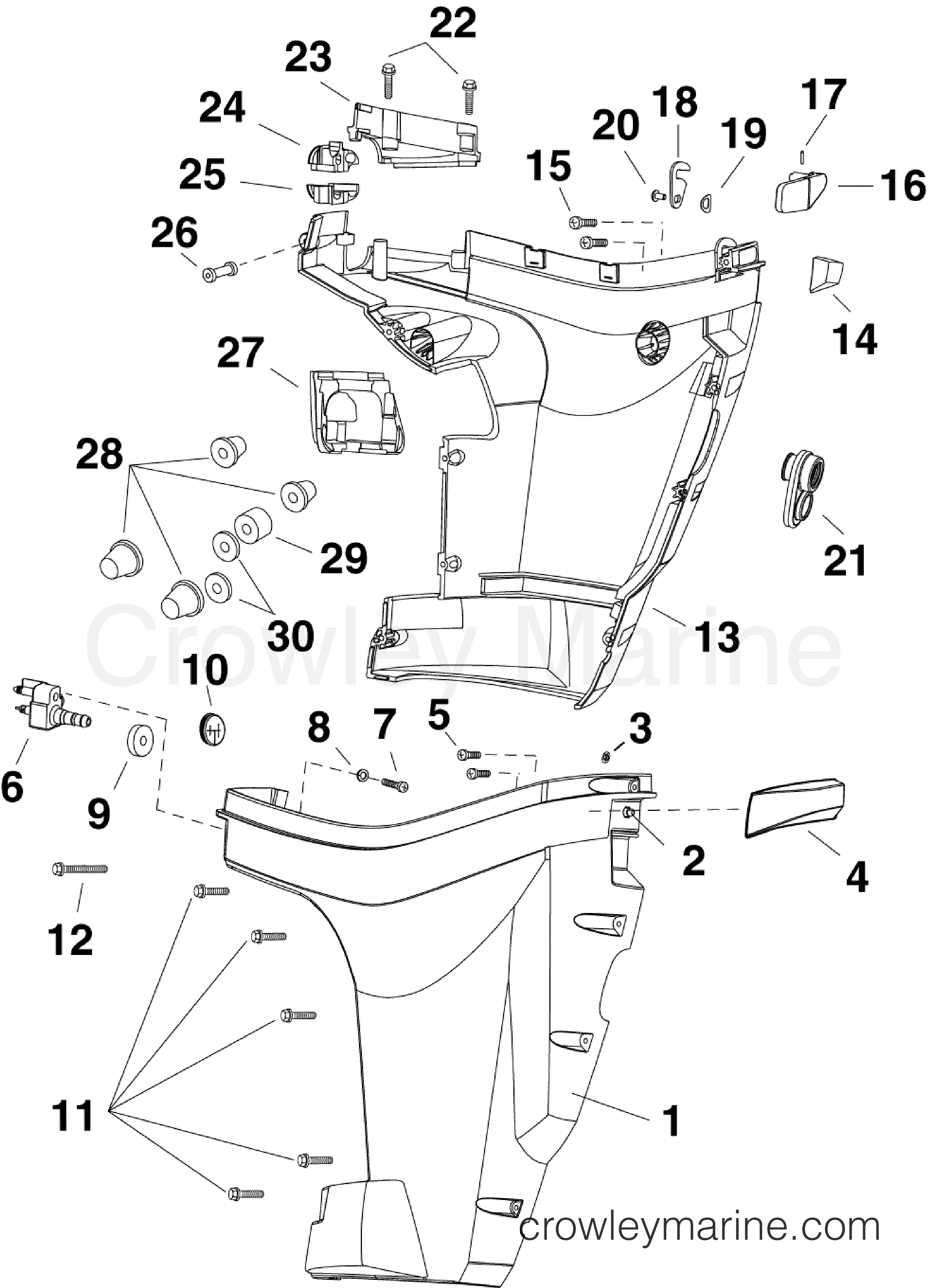 2010 Outboard 30 - E30DPLISC - LOWER ENGINE COVER