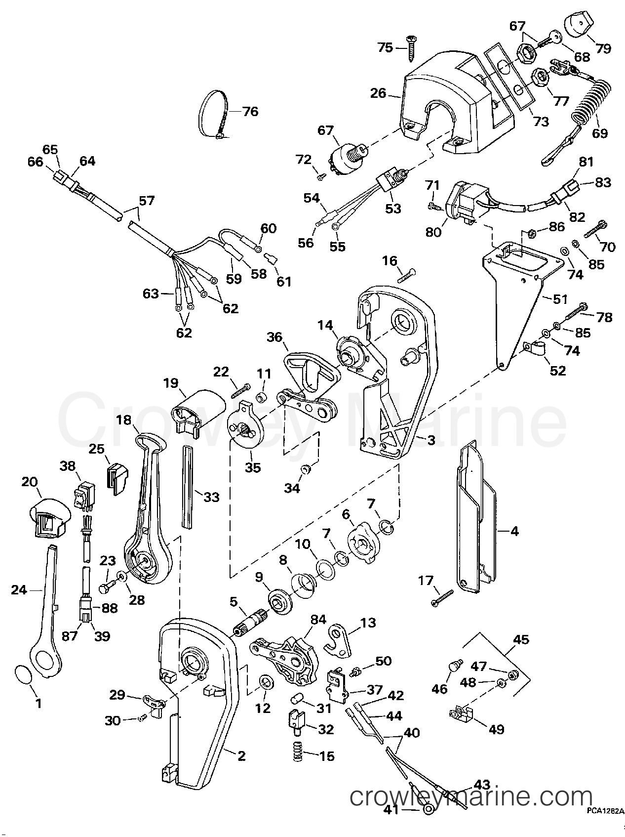 1997 Rigging Accessories - Remote Controls - REMOTE CONTROL ASSY - BINNACLE - SINGLE LEVER - KEY SWITCH
