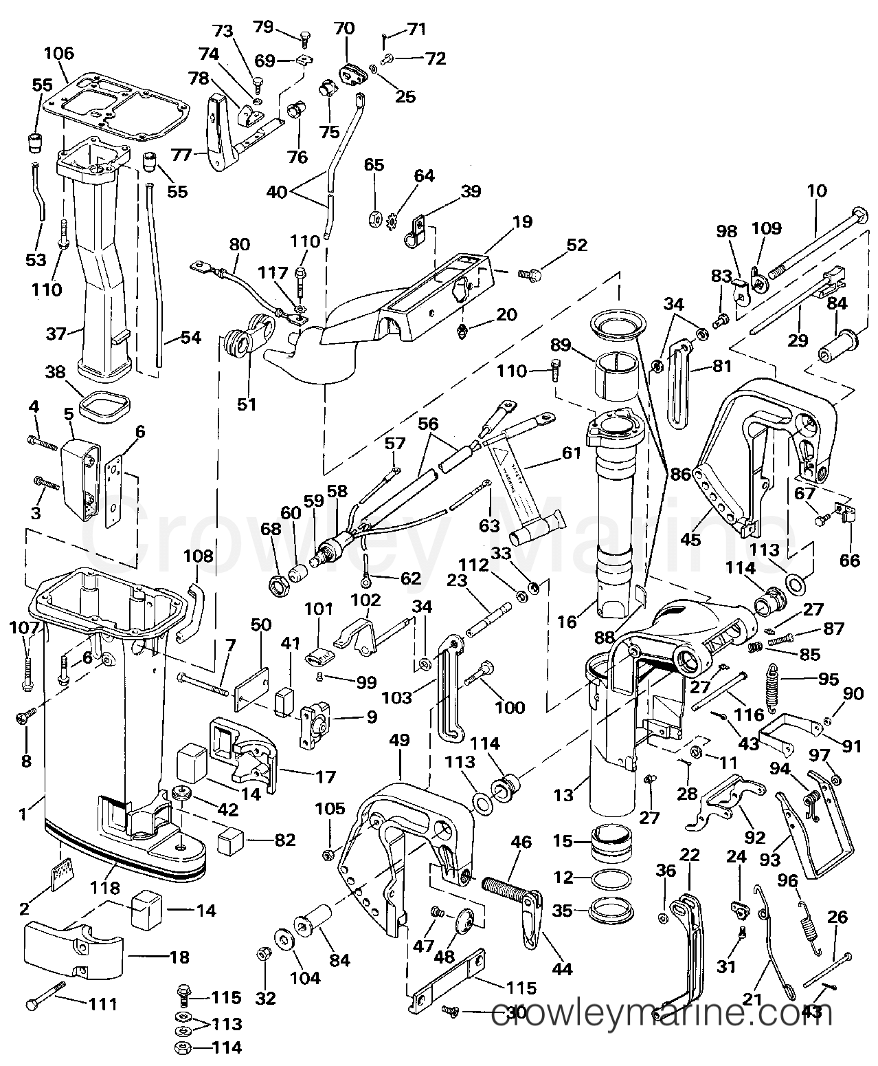 1989 Outboard 9.9 - TE10RLCES - MIDSECTION (ALL MODELS EXCEPT SEL)