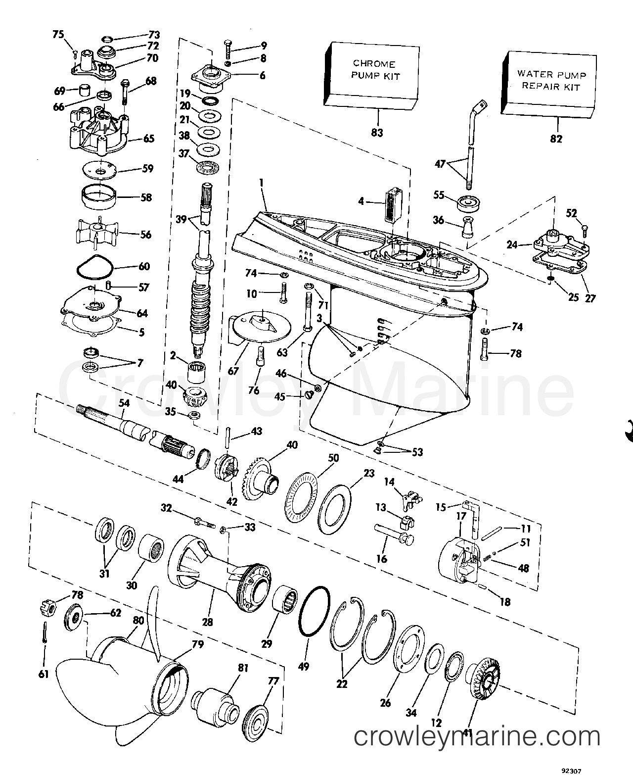 1979 Outboard 100 - 100TLR79S - GEARCASE