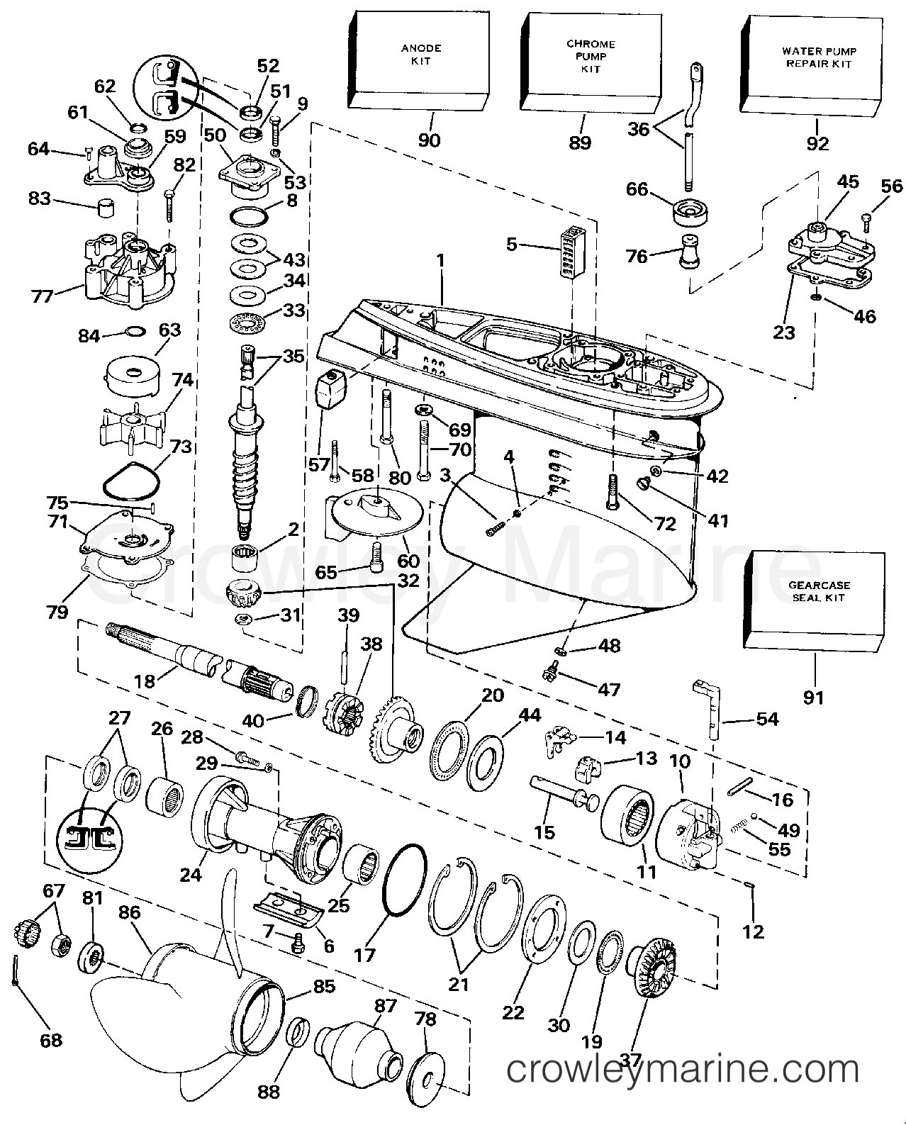1987 Outboard 200 - J200TXCUC - GEARCASE