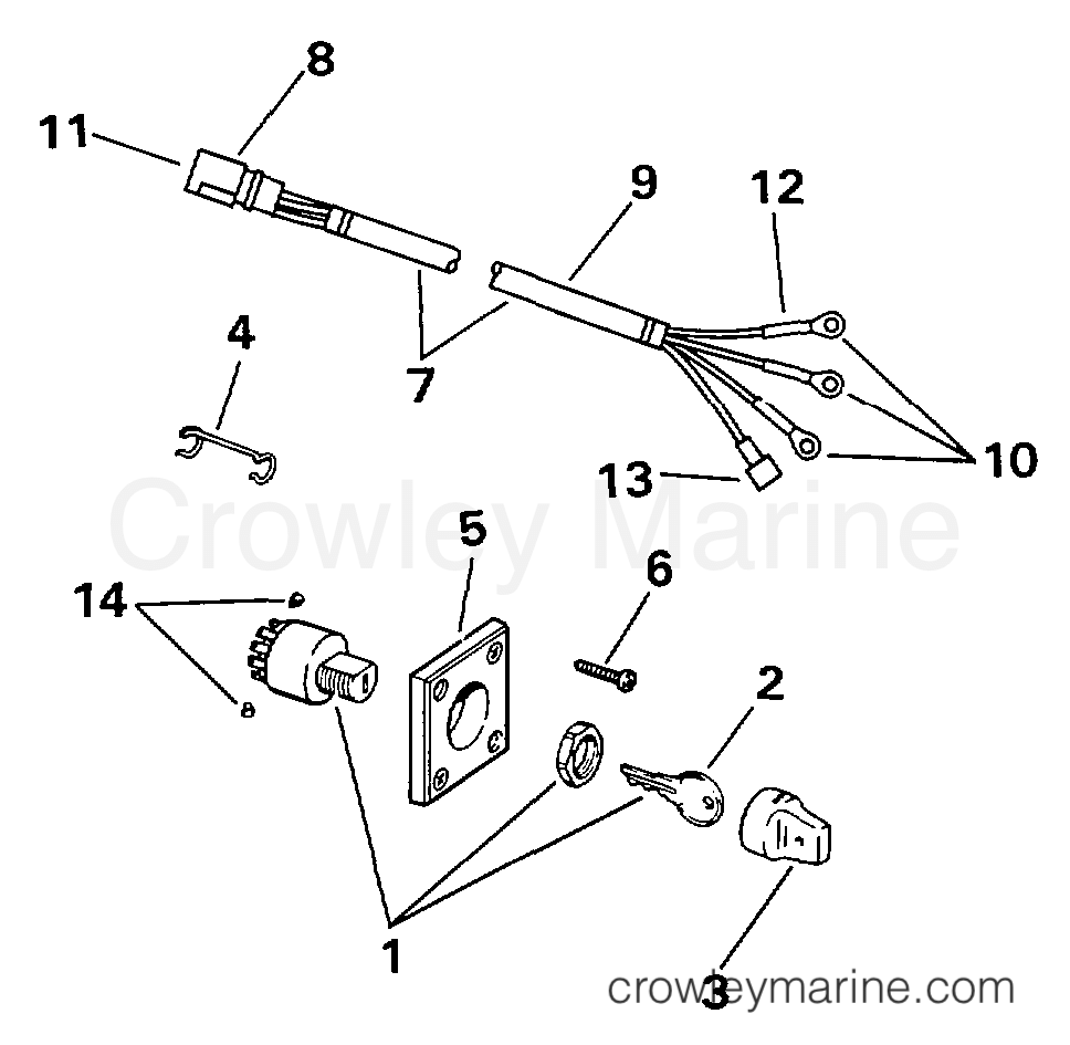 1996 Evinrude Outboards 9.9 - BE10FPXEDC IGNITION SWITCH & CABLE - 9.9 section