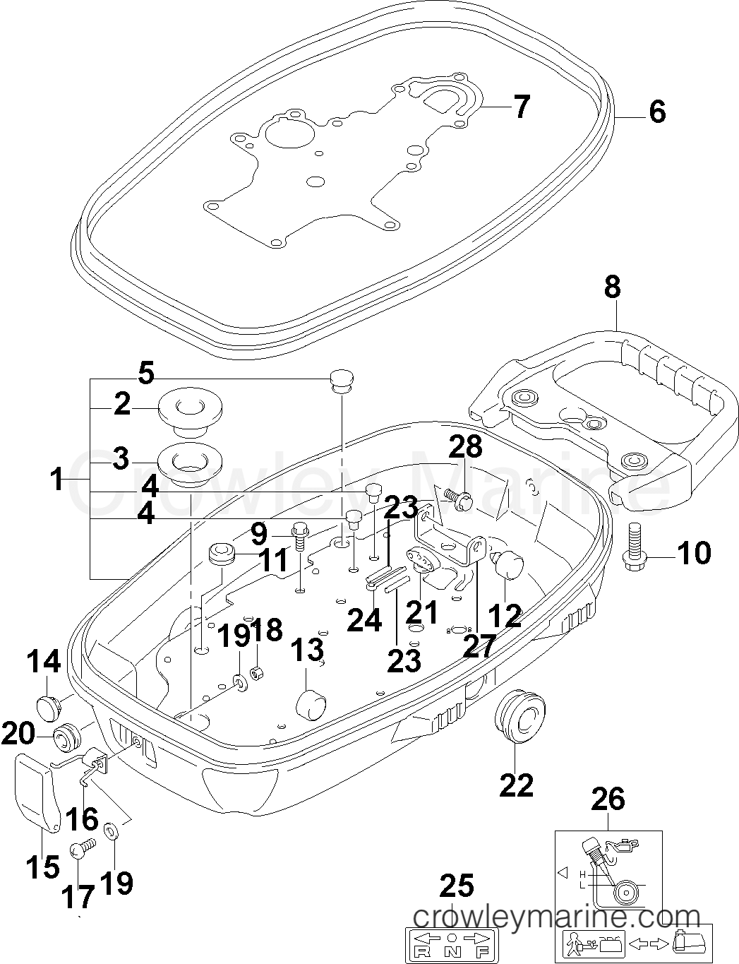 2004 Outboard 4 - J4R4SRC - LOWER ENGINE COVER
