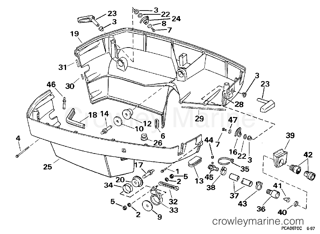 1998 Evinrude Outboards 250 - BE250CXECB LOWER ENGINE COVER section