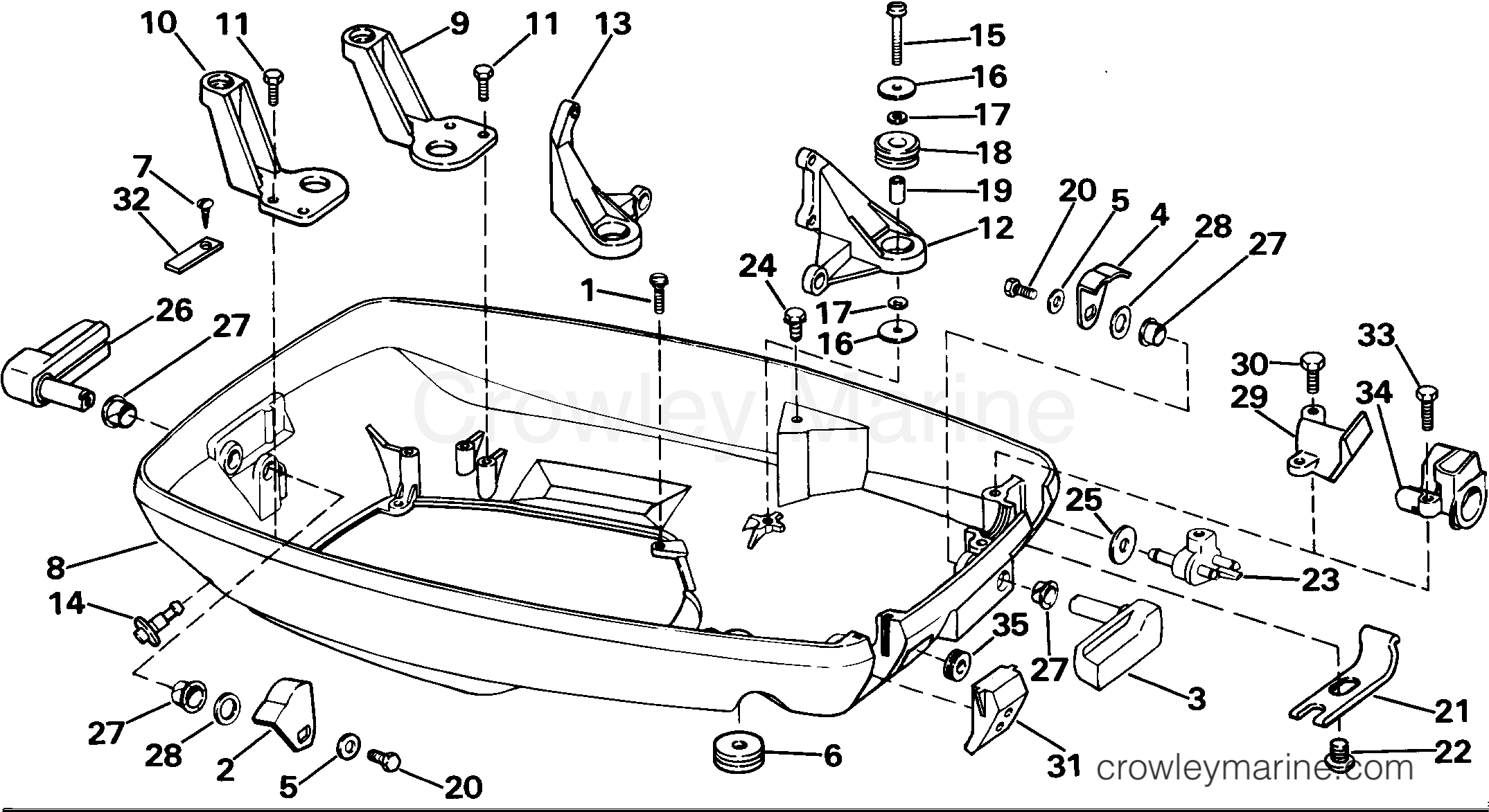 1985 Outboard 65 - J65TELCOC - LOWER ENGINE COVER