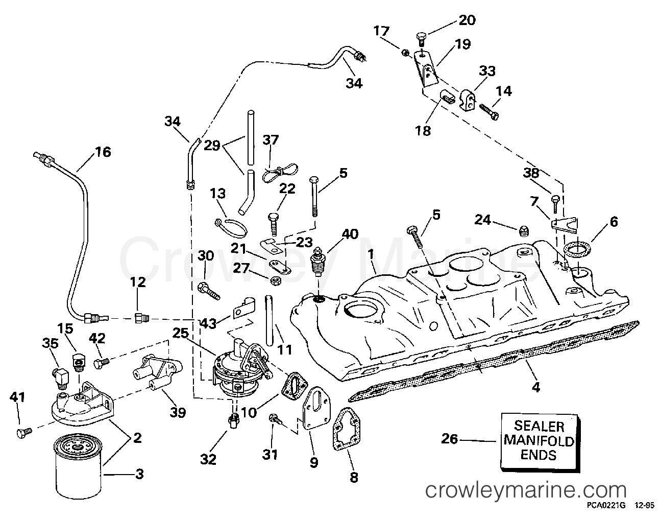 INTAKE MANIFOLD & FUEL PUMP 2V & 4V MODELS 1997 Stern Drive 5.7