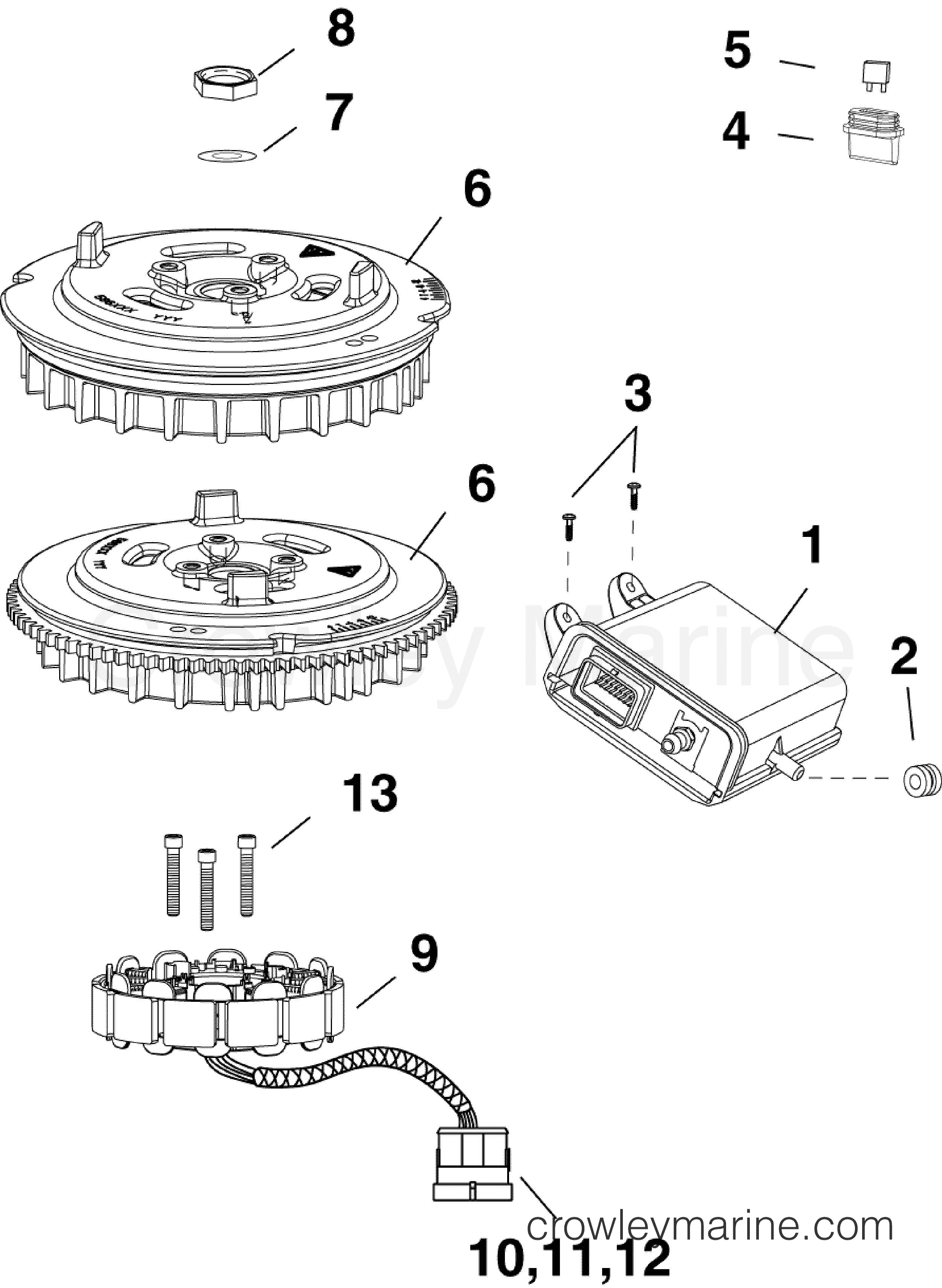 AA Outboard 30 - E30DPLAAA - EMM, STATOR, FLYWHEEL