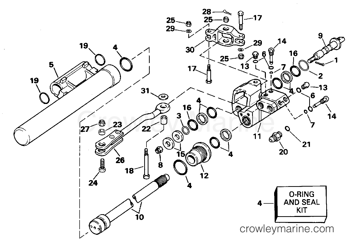 1995 Outboard 250 - J250TXEOR - CYLINDER & VALVE ASSEMBLY