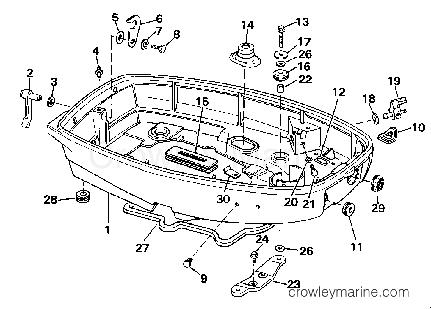 1991 Outboard 30 - E30TEEIC - LOWER ENGINE COVER
