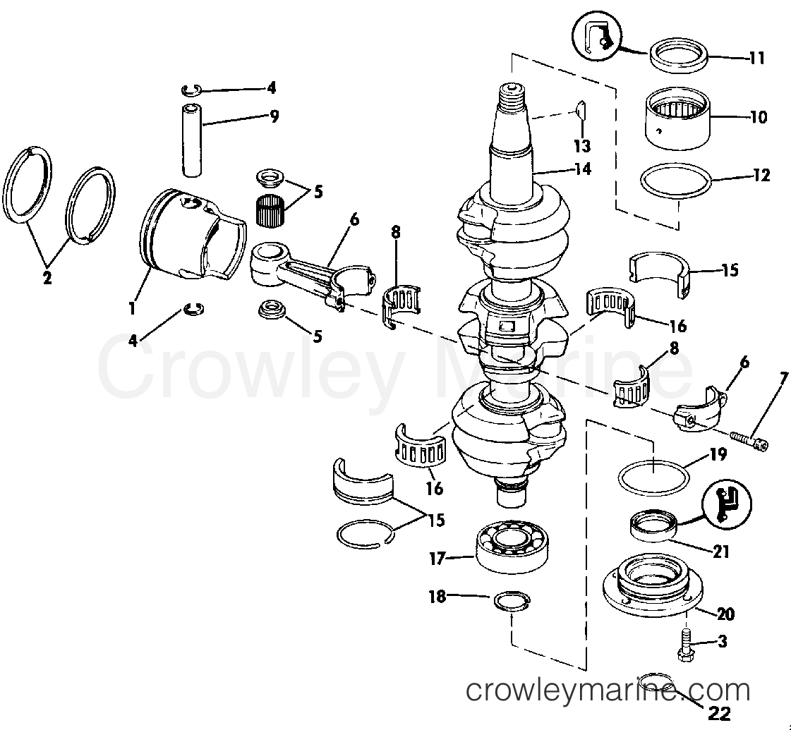 1991 Outboard 60 - J60TLEIB - CRANKSHAFT & PISTON