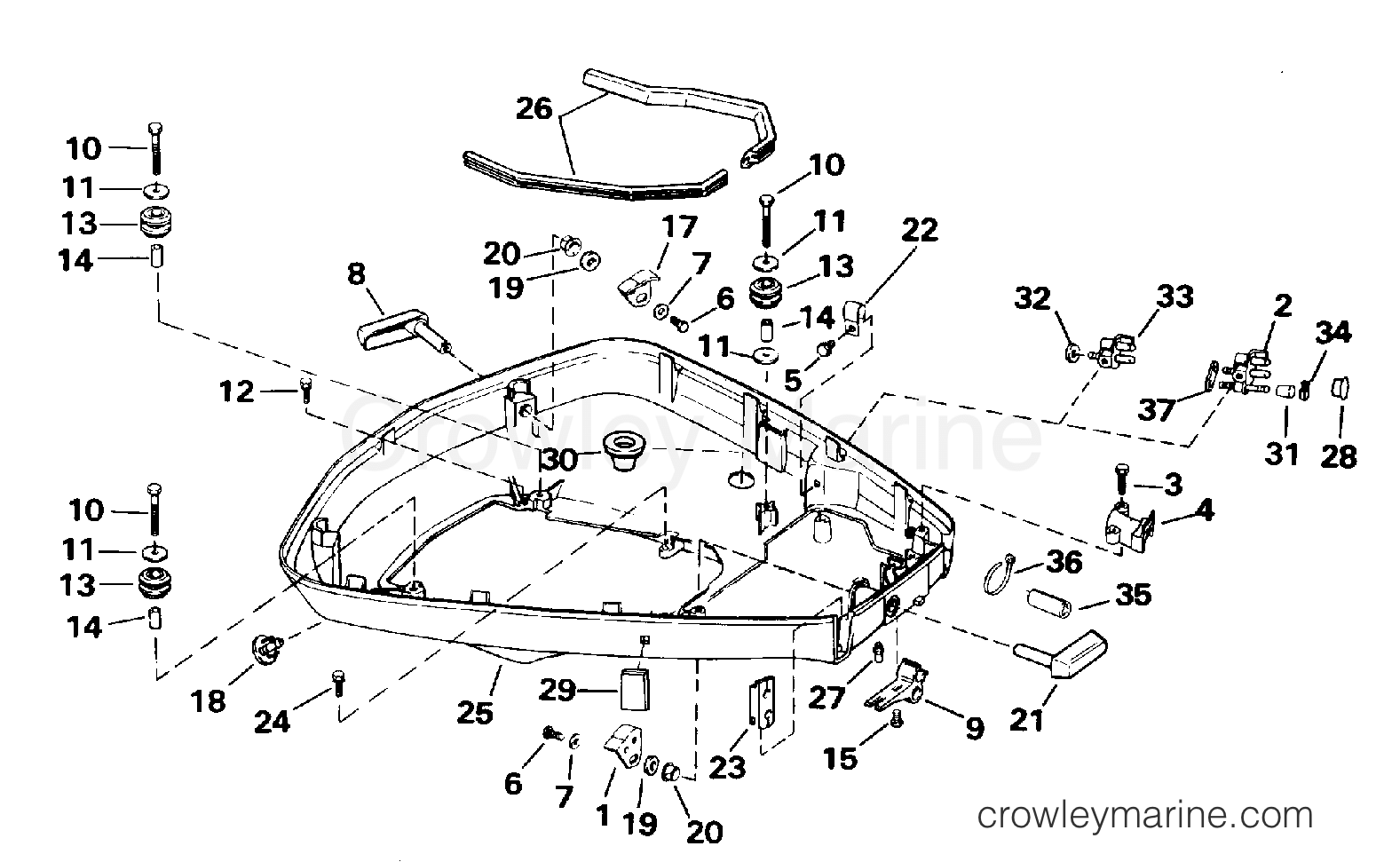 1996 Outboard 90 - J90TLEDA - LOWER ENGINE COVER