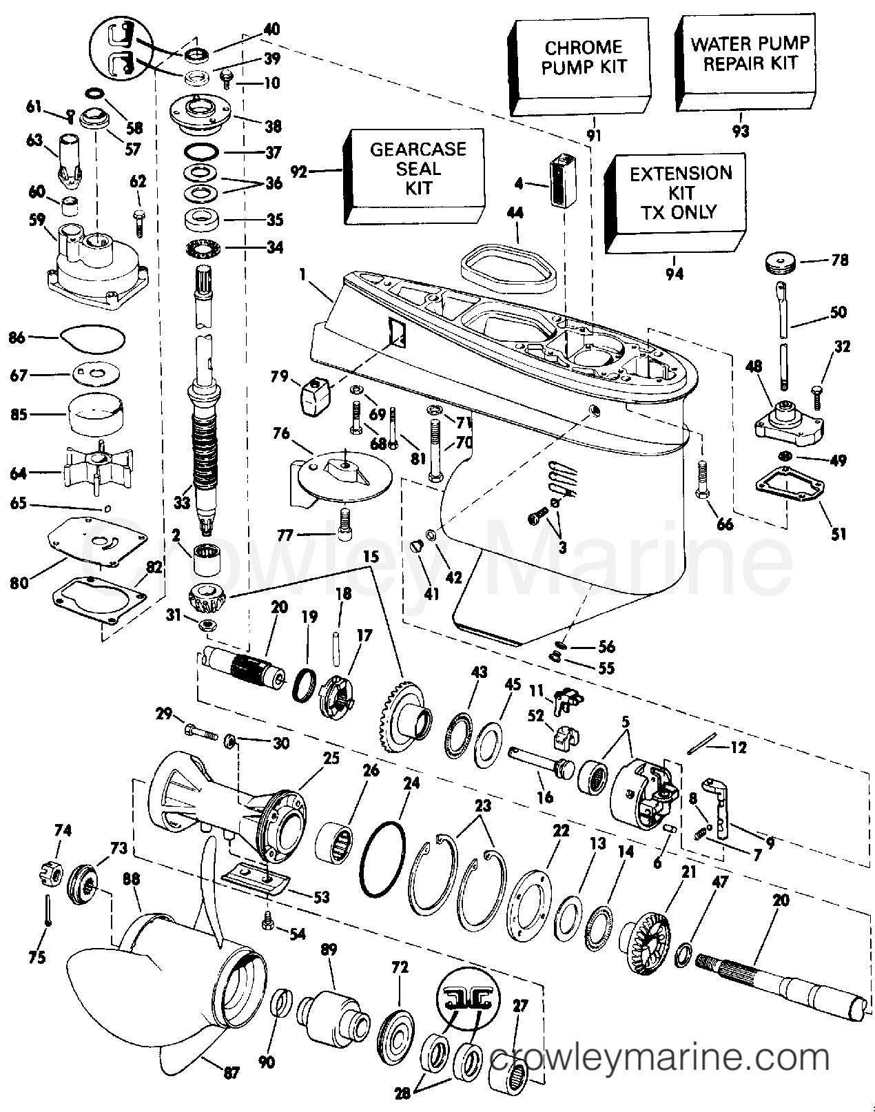 1991 Outboard 60 - E60TLEIB - GEARCASE