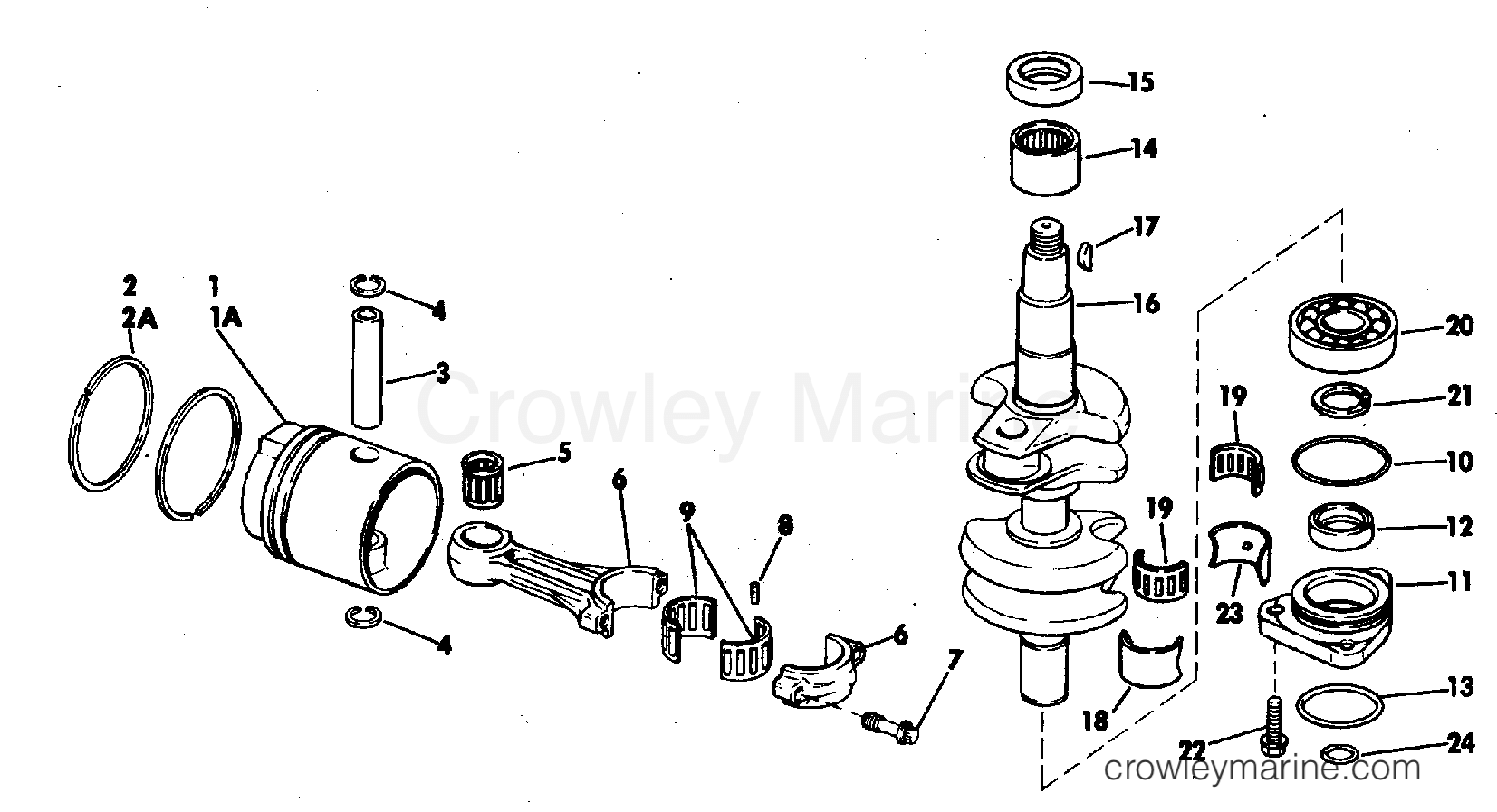 1981 Evinrude Outboards 35 - E35ECIG CRANKSHAFT & PISTON section