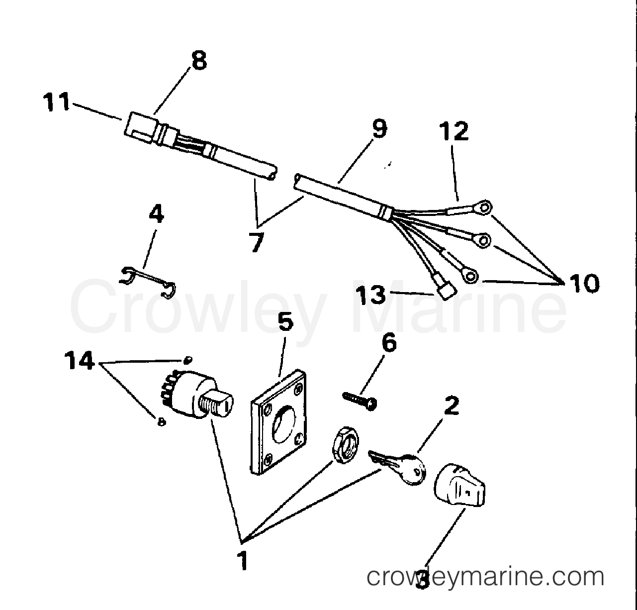 1994 Outboard 40 - J40TLERE - IGNITION SWITCH & CABLE - 40TE, 40TTL