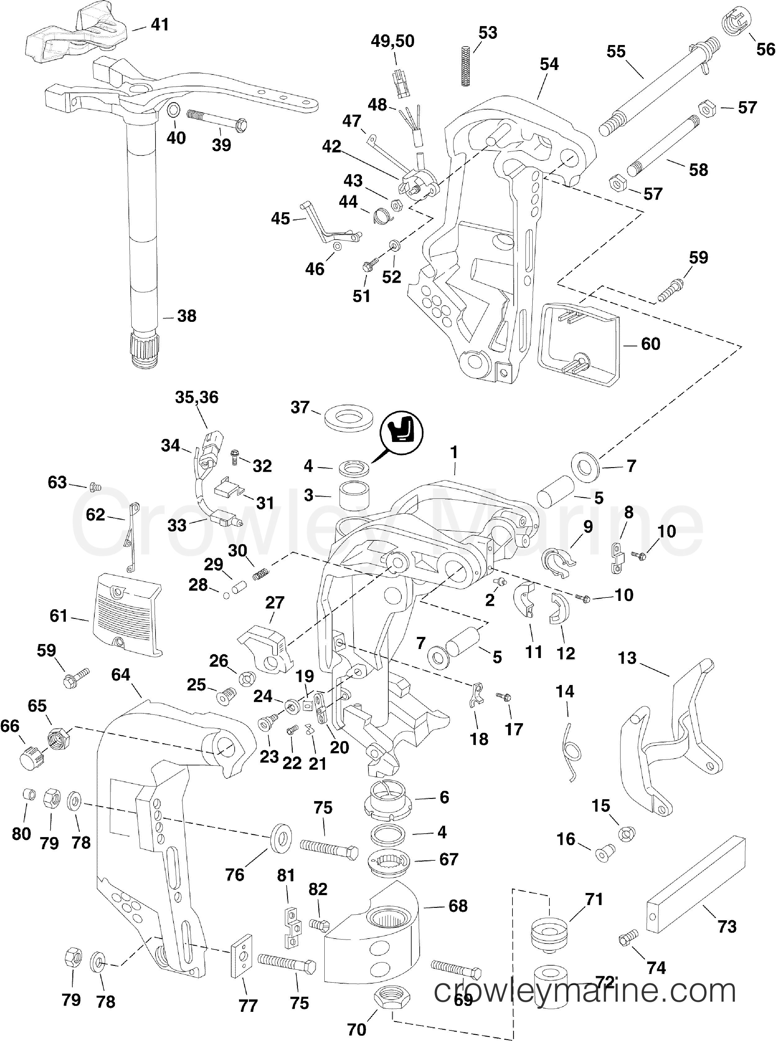 2010 Evinrude Outboards 250 - DE250CXISF SWIVEL BRACKET section